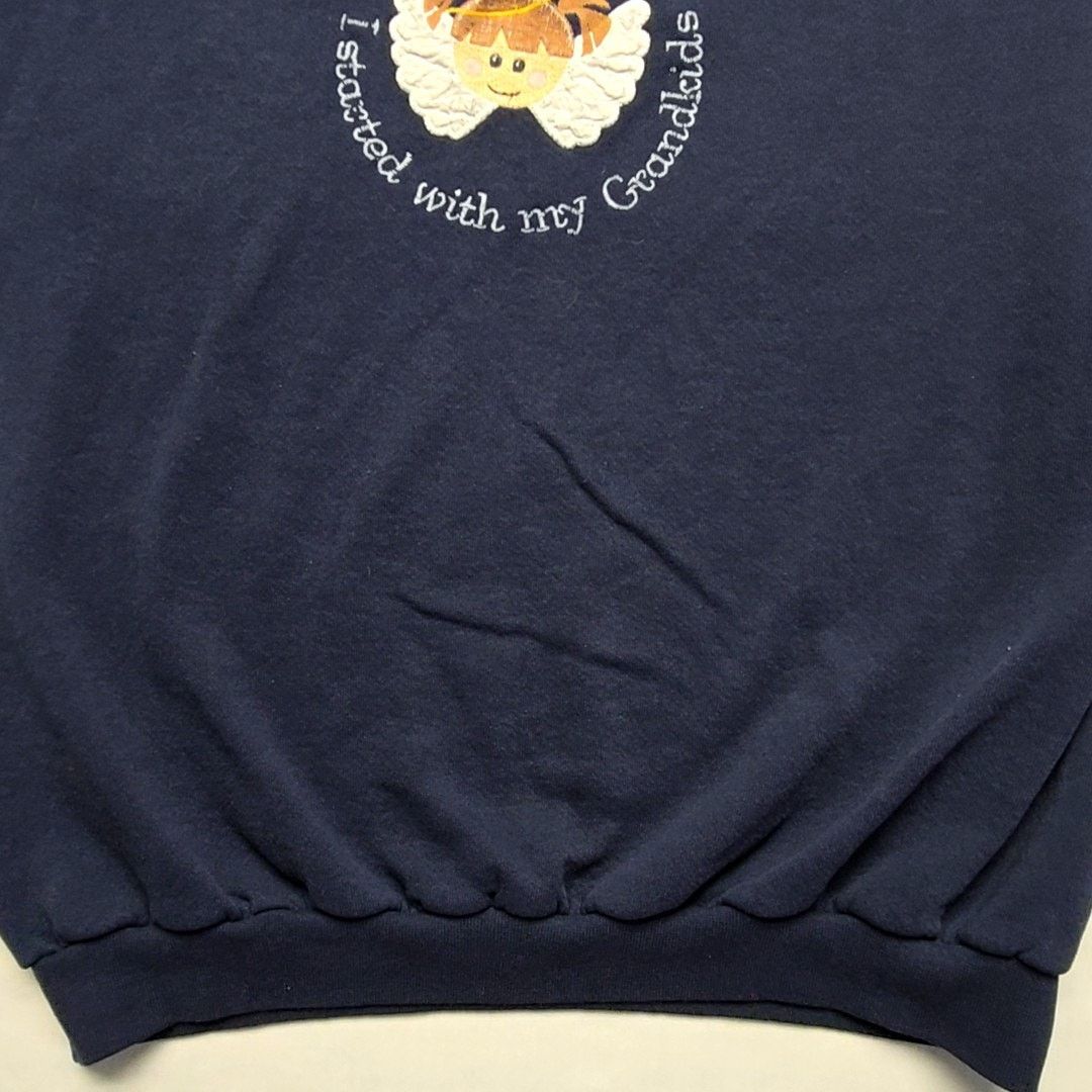 Tultex Vintage Angel Grandkids Sweatshirt Embroidered Blue Grandma Size XL / US 12-14 / IT 48-50 - 4 Thumbnail