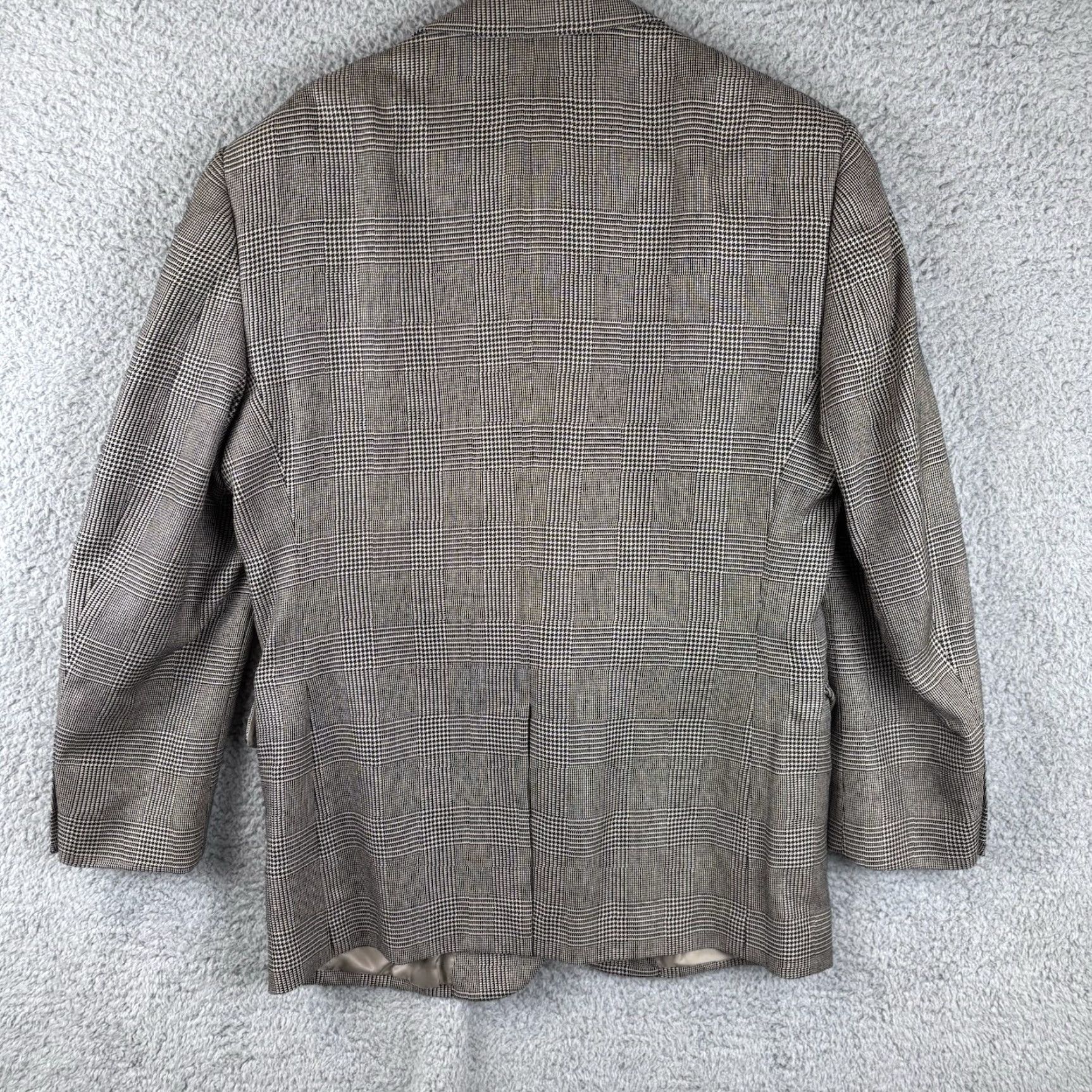 Jos. A. Bank Jos. A. Bank Sport Coat 42R Tan Black Glen Check Windowpane Silk Blend Blazer Blazer Jeans? Size 42R - 4 Thumbnail