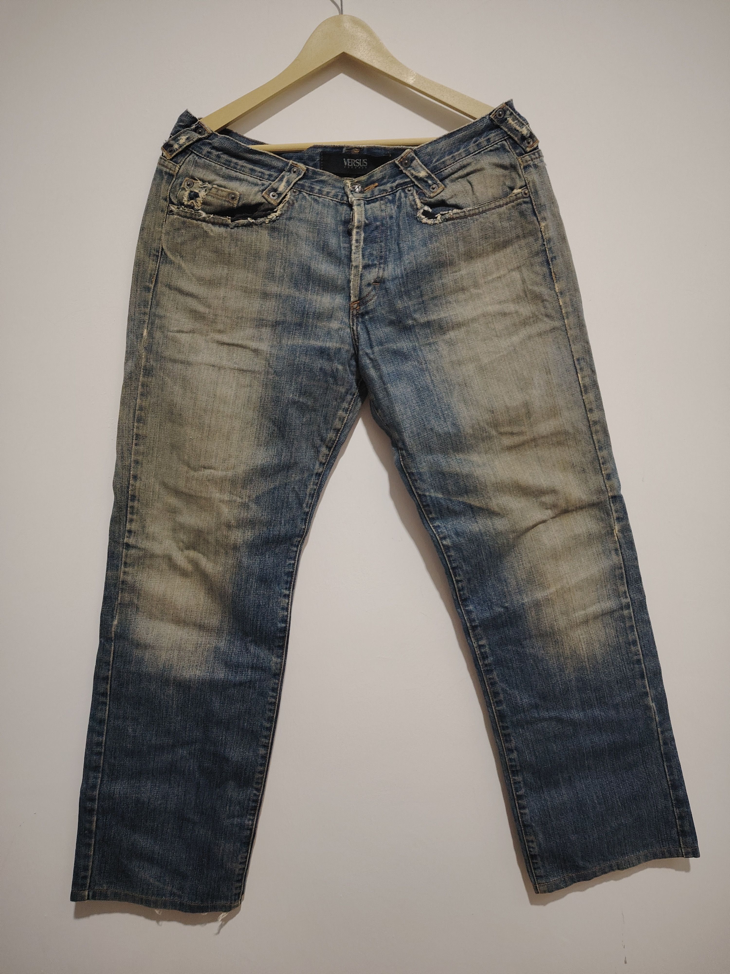 Versace × Versus Versace Versus Versace Distressed Jeans Size US 35 - 1 Thumbnail