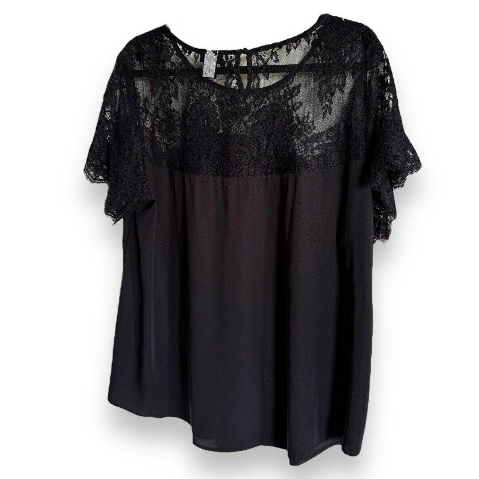 Other Torrid Womens Blouse Sz 2 Black Satin Lace Inset Top Size XXL / US 16-18 / IT 52-54 - 6 Thumbnail