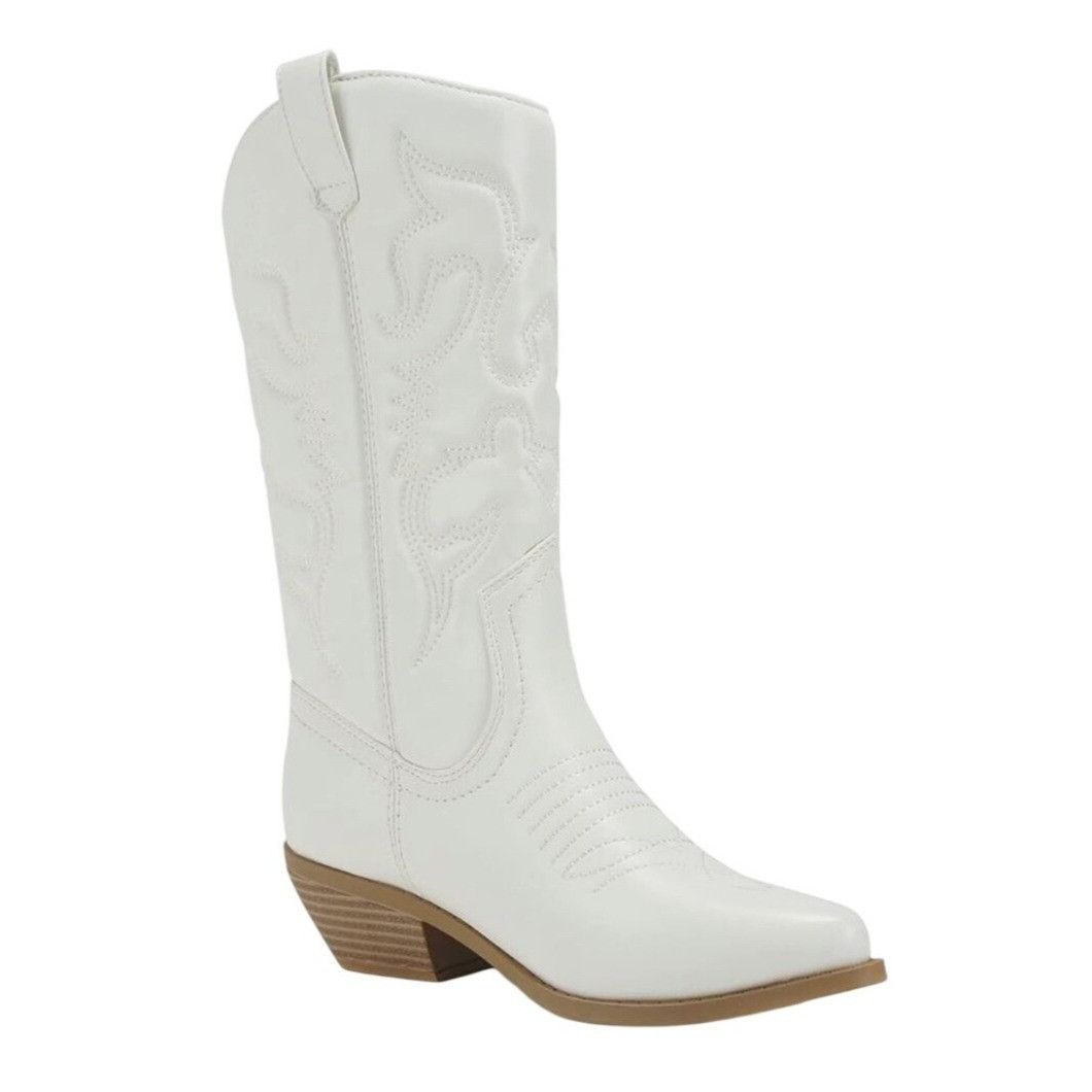 Other SODA / Reno / White / Embroidered / Western Cowgirl Boots / Size US 10 / IT 40 - 1 Thumbnail