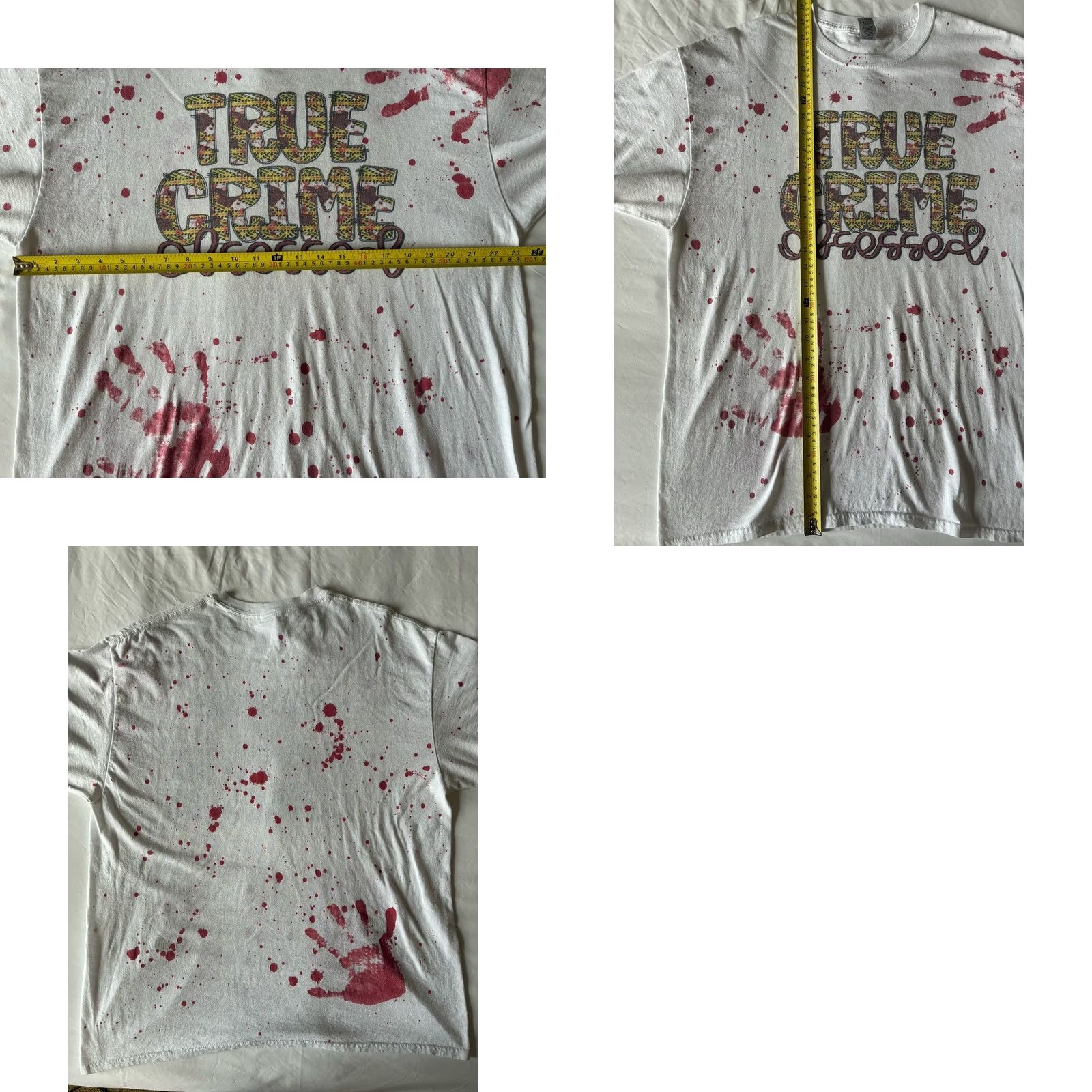 Gildan true crime obsessed blood splatter tshirt mens XL Size US XL / EU 56 / 4 - 8 Thumbnail