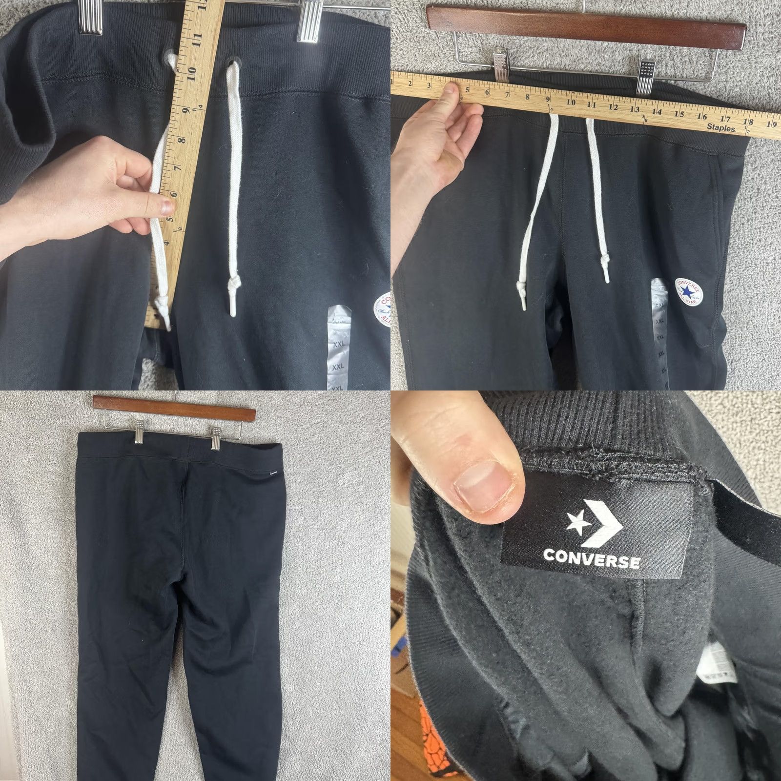 Converse Converse Jogger Pants Mens 2XL Black Fleece Drawstring Pockets Ankle Cuffed All Star Tapered Knit Sportswear Activewear Casual Womens?No Size US 39 - 8 Thumbnail