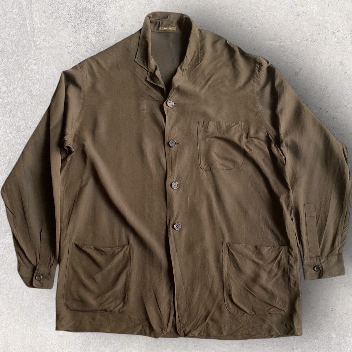 Yohji Yamamoto Y’s For Men Brown Rayon Camp Collar Jacket Size US L / EU 52-54 / 3 - 1 Thumbnail