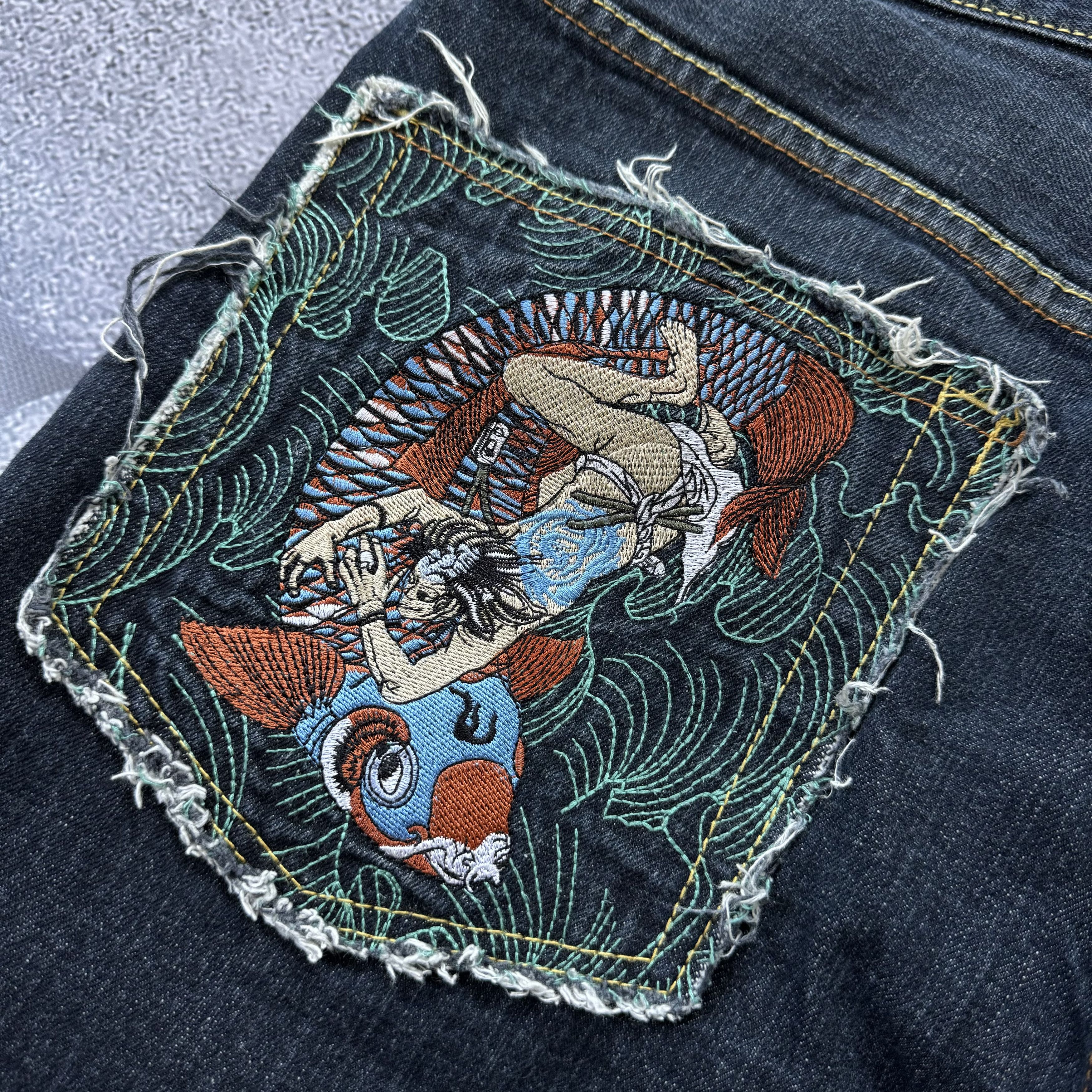 Japanese Brand × RMC Jeans RMC JAPANESE DENIM EMBROIDERED SELVEDGE JEANS DISTRESSED Size US 34 / EU 50 - 5 Thumbnail