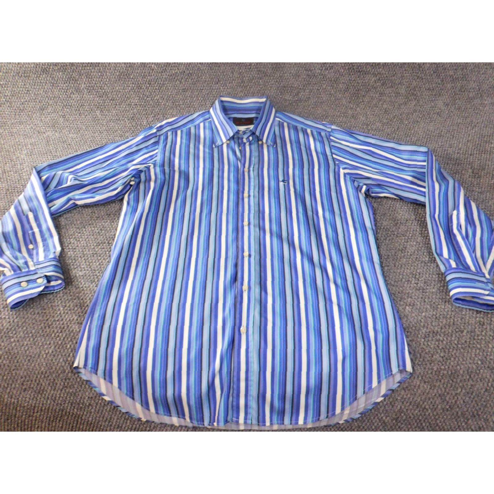 Etro **ETRO Men's Classic Button-Down Blue Striped Shirt Regular Fit** User: ETRO Men's Classic Button-Down Blue Striped Shirt Regular Fit Size 42R - 2 Thumbnail