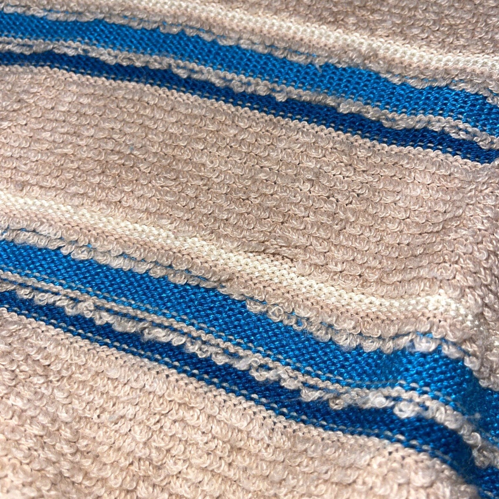 Vintage VINTAGE Aileen Sport Shirt Womens Small Tan Blue Striped 70s Long Sleeve V-Neck Pullover Size S / US 4 / IT 40 - 3 Thumbnail