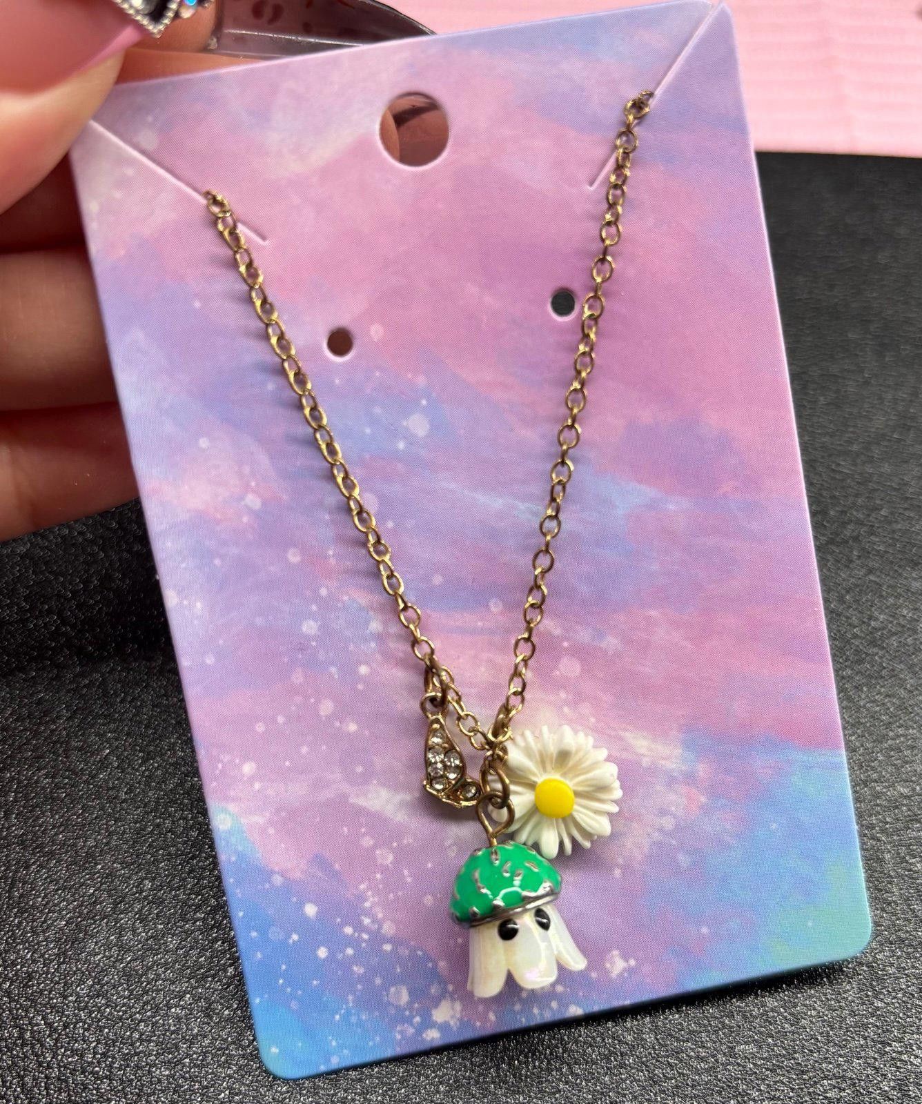 Handmade Mushroom ghost necklace butterfly flower Size ONE SIZE - 1 Preview