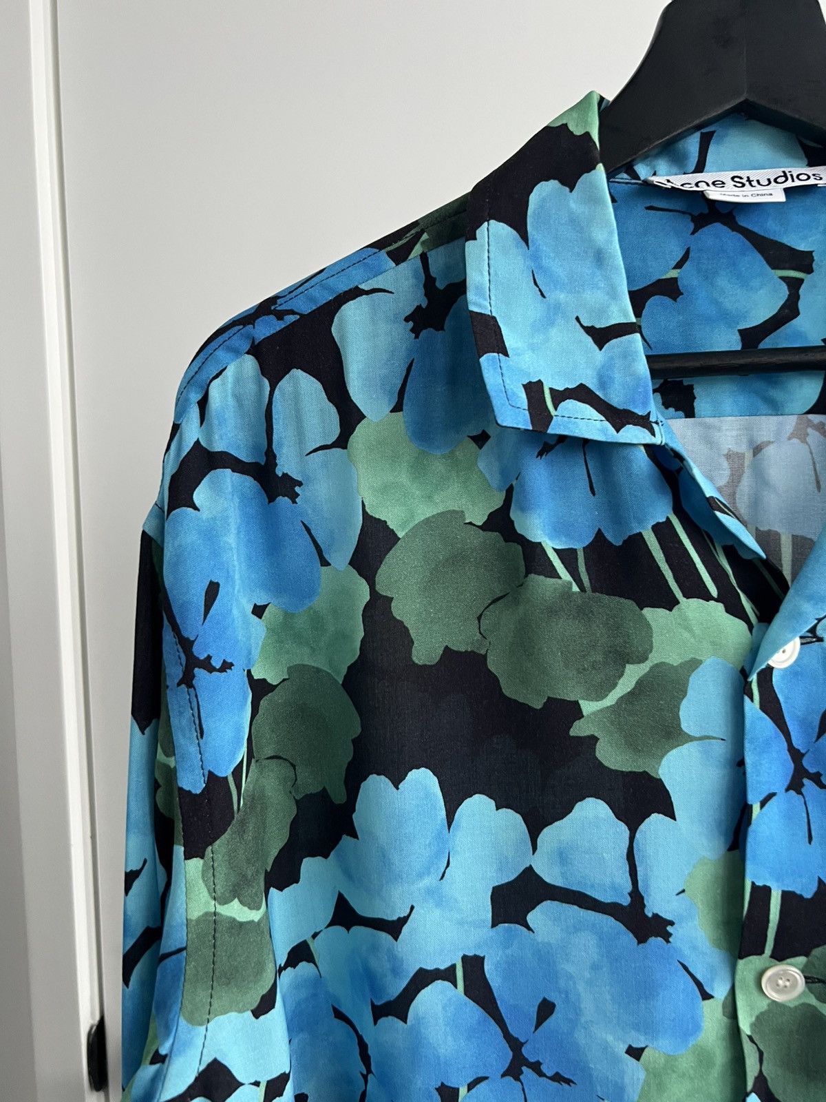 Acne Studios Oversized Blue Floral Shirt Size US M / EU 48-50 / 2 - 2 Thumbnail