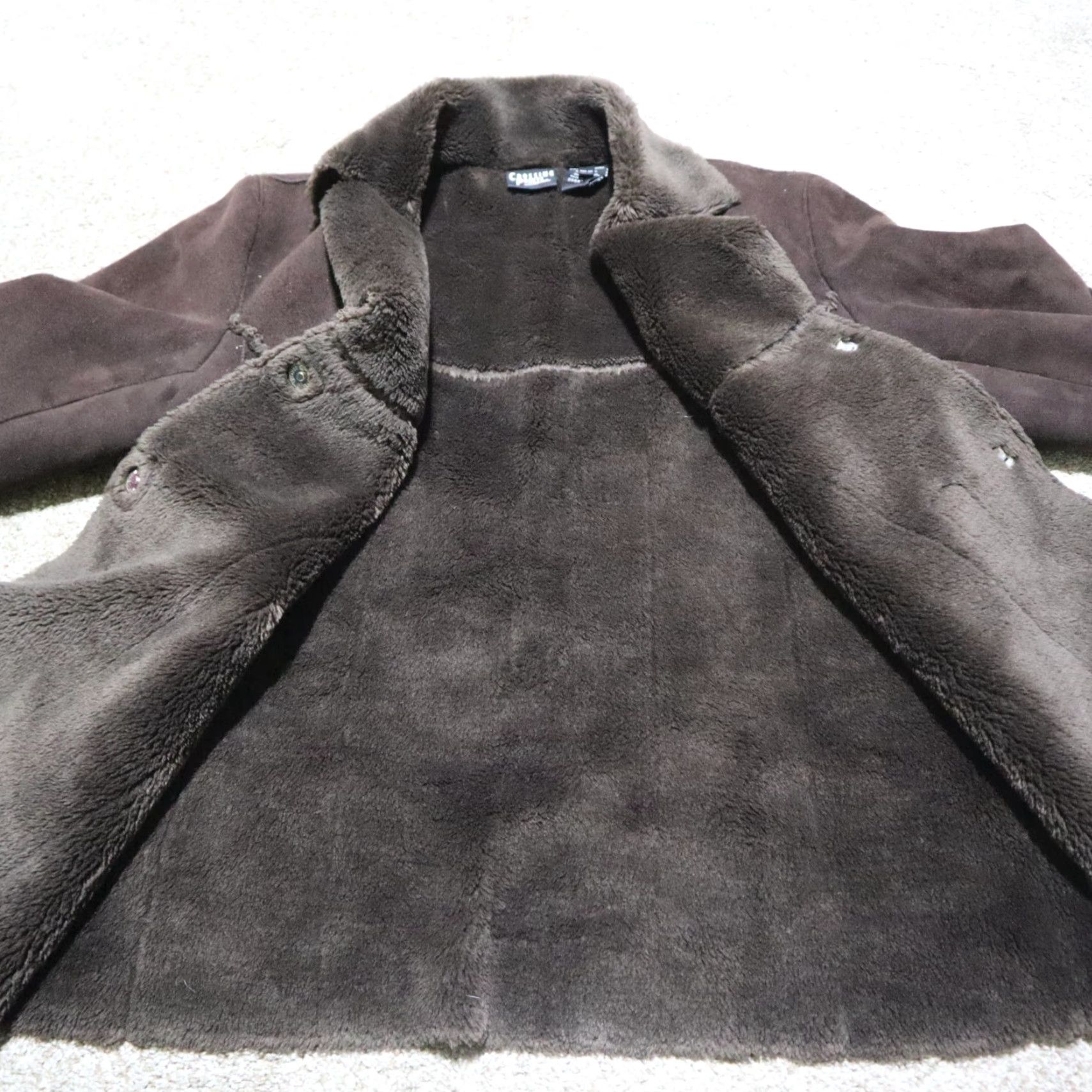Vintage Crossing Pointe Jacket - Brown Suede-Look Button Front Collar Coat Women M Adult Medium Brown 90s Style Mens Womens Size M / US 6-8 / IT 42-44 - 5 Thumbnail