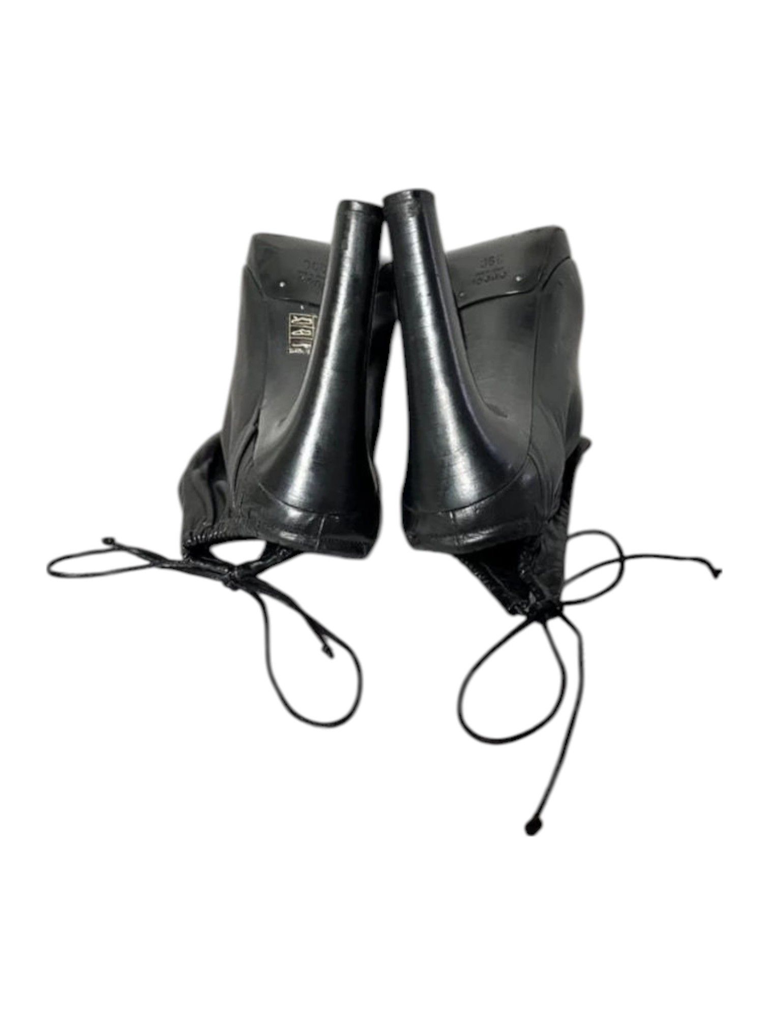Gucci × Tom Ford 00s Gucci Black Leather Ruched Peep-Toe Heels Size US 9 / IT 39 - 3 Thumbnail