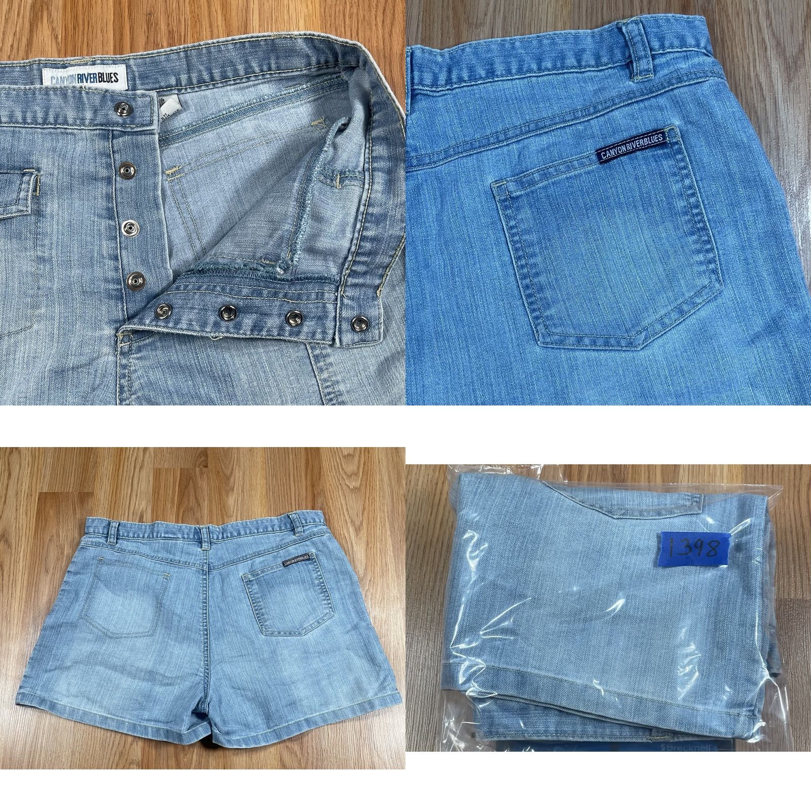 Vintage Kanyon River Blues Shorts Womens 14 1/2 Flat Front Blue Wash Denim Jeans Size 36" / US 14 / IT 50 - 9 Thumbnail