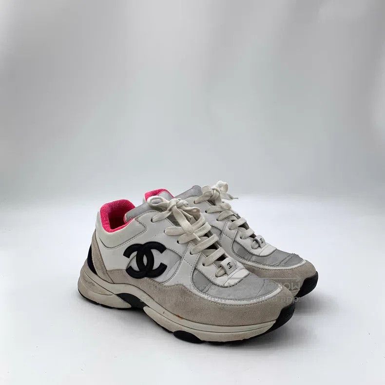 Chanel Chanel Gray logo lasing casual flat sneakers Size US 6.5 / IT 36.5 - 2 Thumbnail