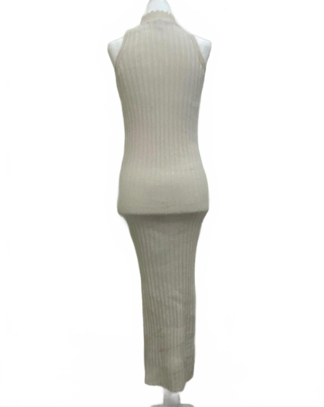 Asos ASOS Sleeveless Knit Mockneck Midi Dress in Beige (SMALL) Size S / US 4 / IT 40 - 6 Thumbnail