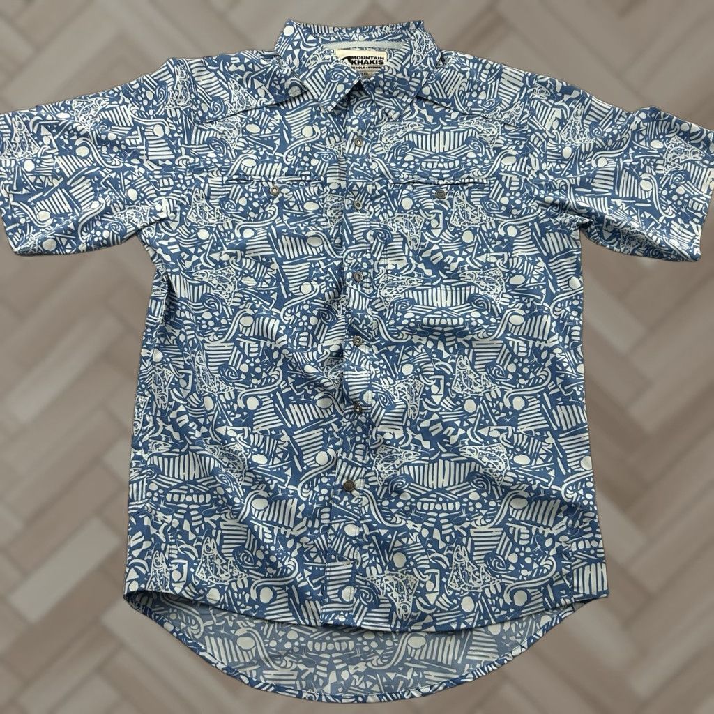 Mountain Khakis Mountain Khakis Shirt Men's Small Relaxed Short Sleeve Button-Up Hawaiian Blue Snap Button Up Shirt Mt Khakis Hawaii Size US S / EU 44-46 / 1 - 1 Thumbnail