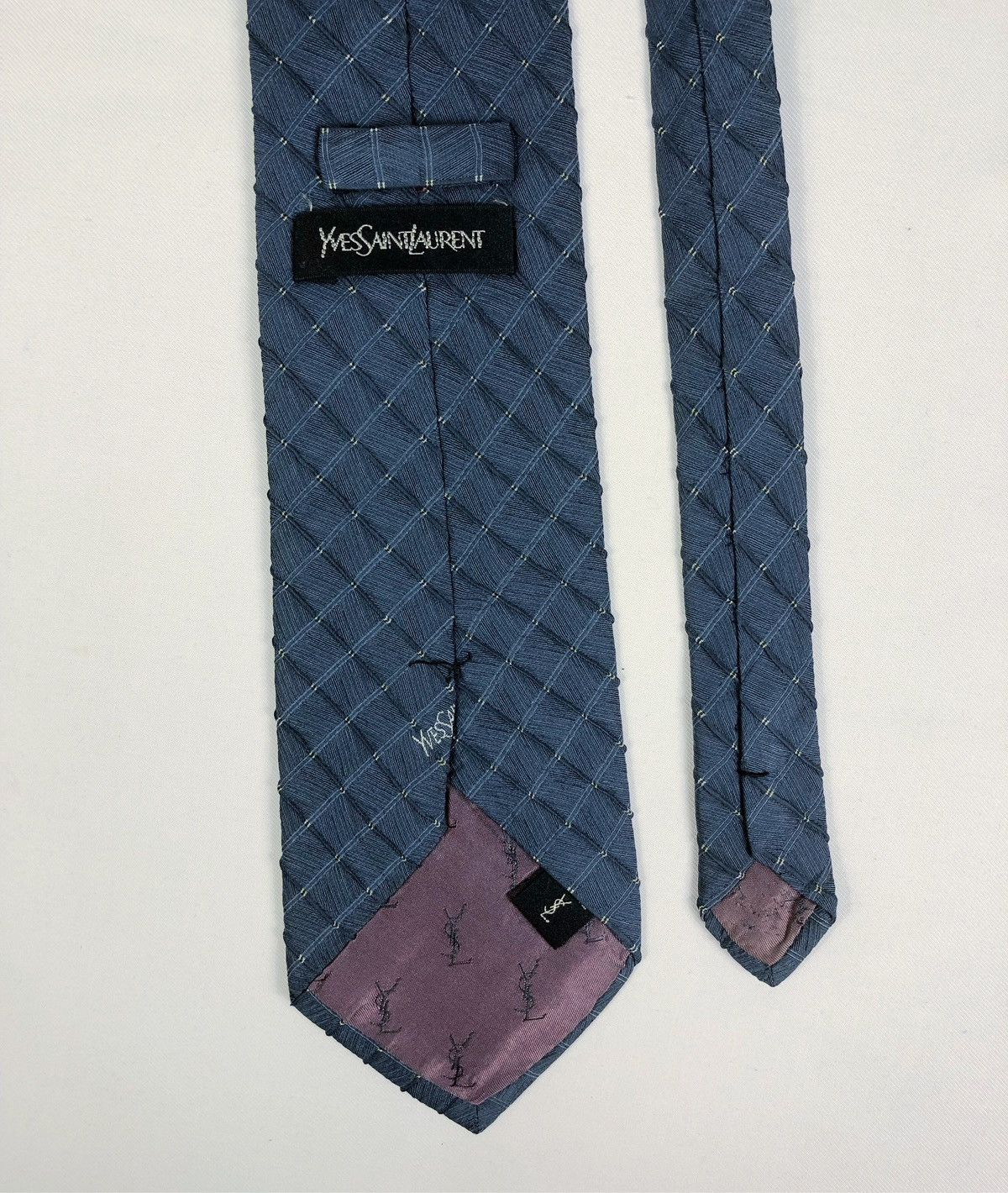 Vintage × Yves Saint Laurent Vintage Yves Saint Laurent YSL Embossed Stripes Silk Tie Size ONE SIZE - 5 Thumbnail