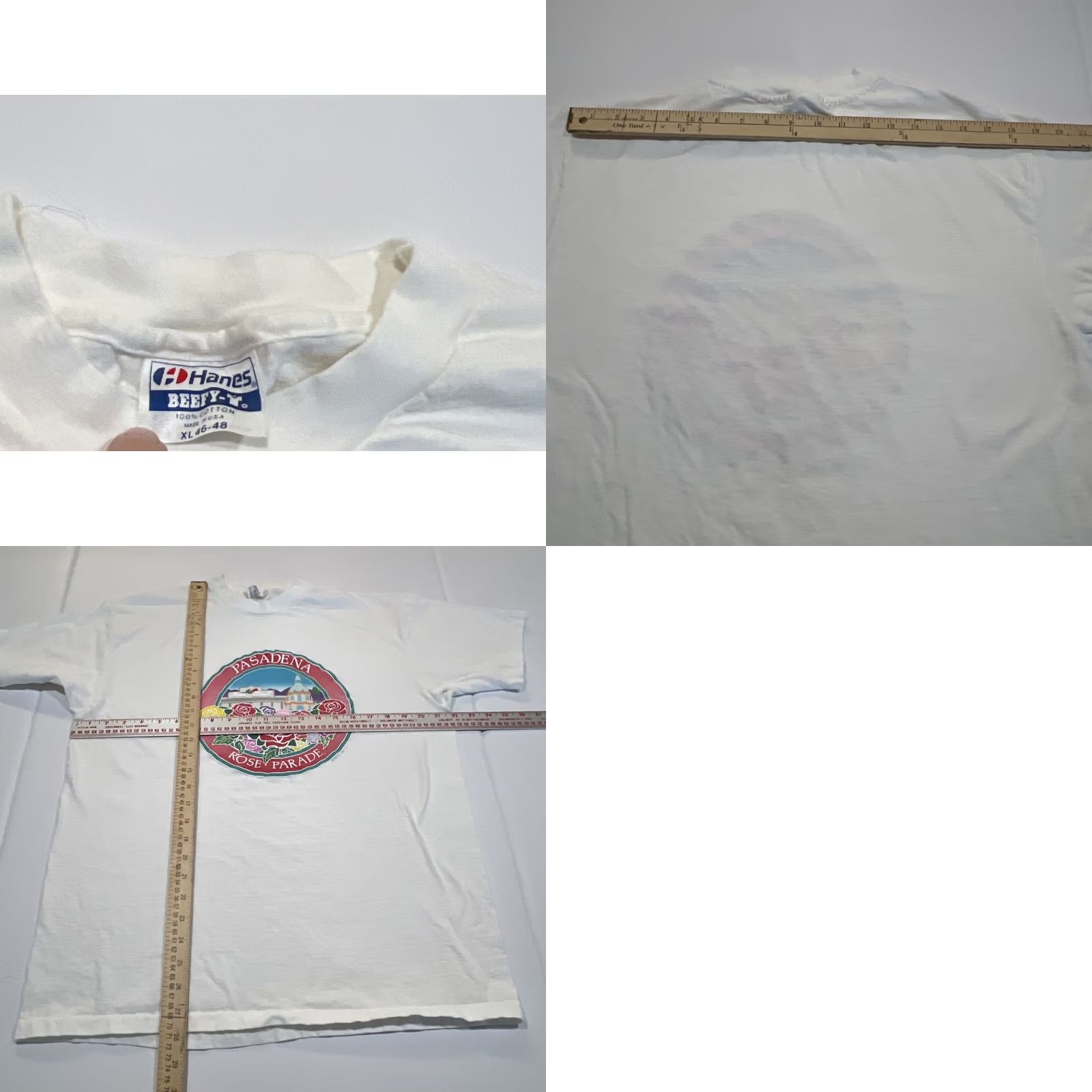 Hanes VINTAGE 1980s Pasadena Rose Bowl Parade T Shirt XL Unisex White Hanes Graphic Tee Puffy Size US XL / EU 56 / 4 - 8 Thumbnail