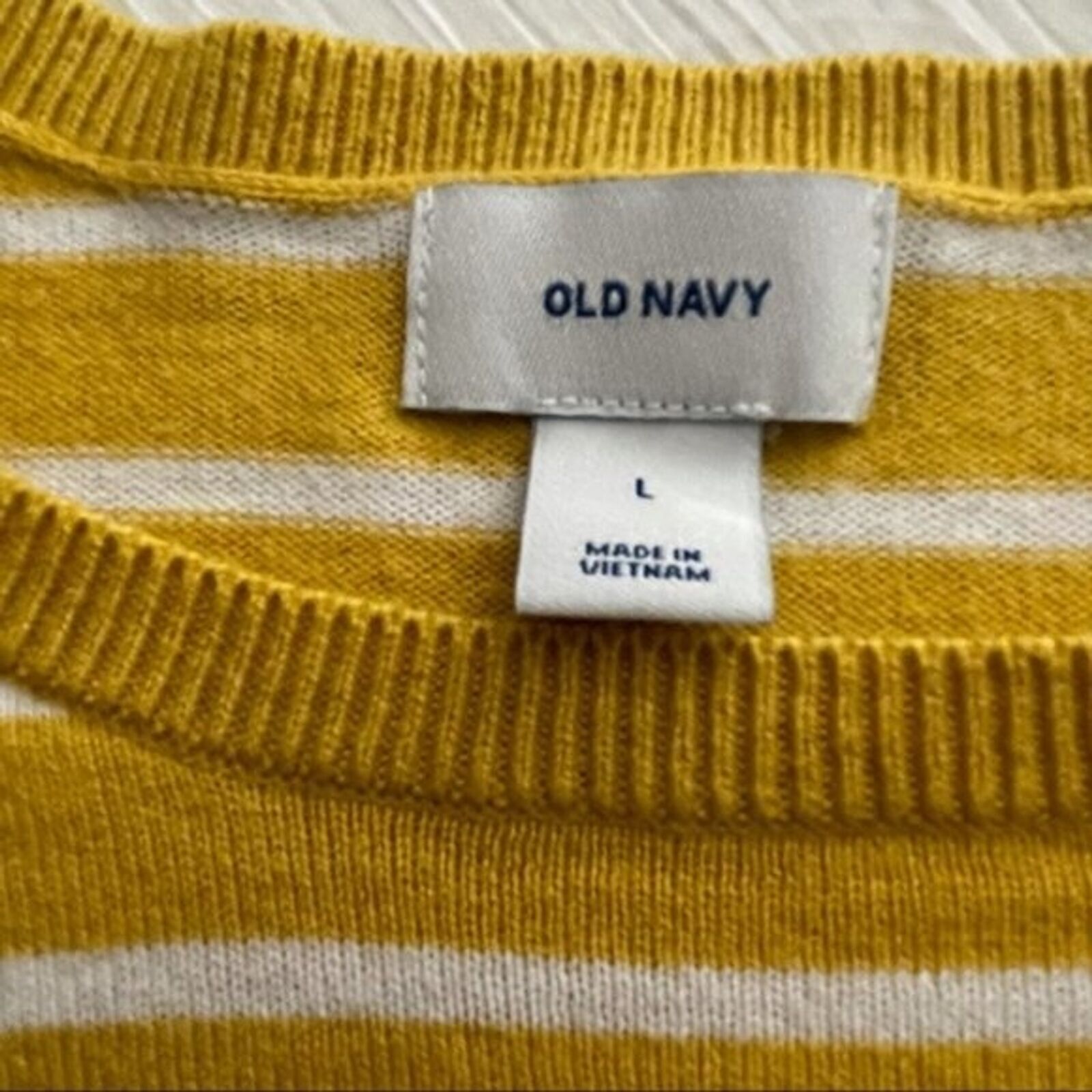 Old Navy Old Navy Sweater Women's Large Cotton Blend Yellow & White Size L / US 10 / IT 46 - 4 Thumbnail