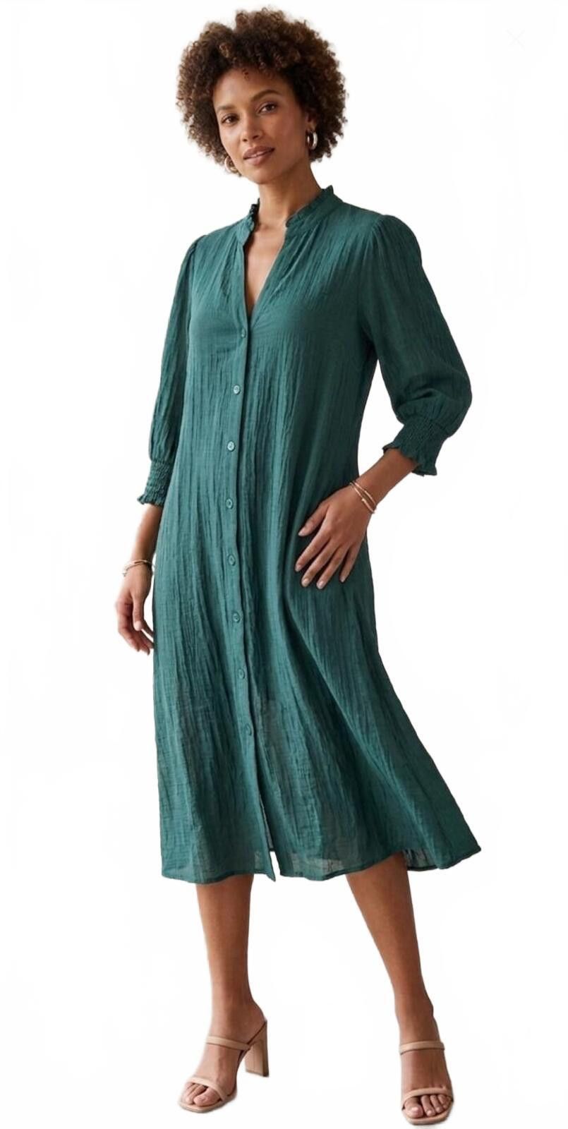 Other mlle gabrielle Green Button-Down Midi Dress 3/4 Sleeves L Size L / US 10 / IT 46 - 1 Thumbnail