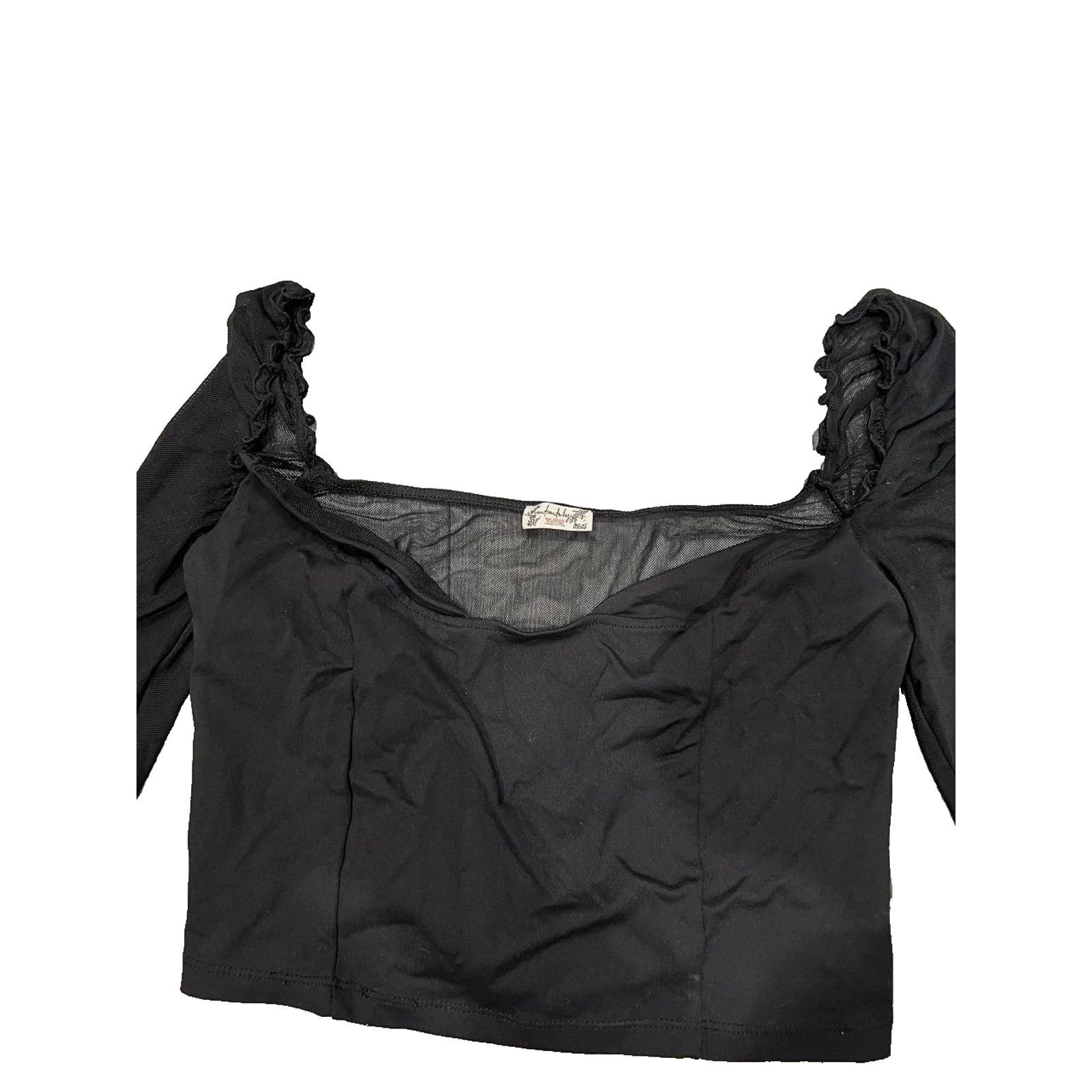 Free People Free People Black Sheer Tank Y2K Long Top Small A003251 Size S / US 4 / IT 40 - 3 Thumbnail