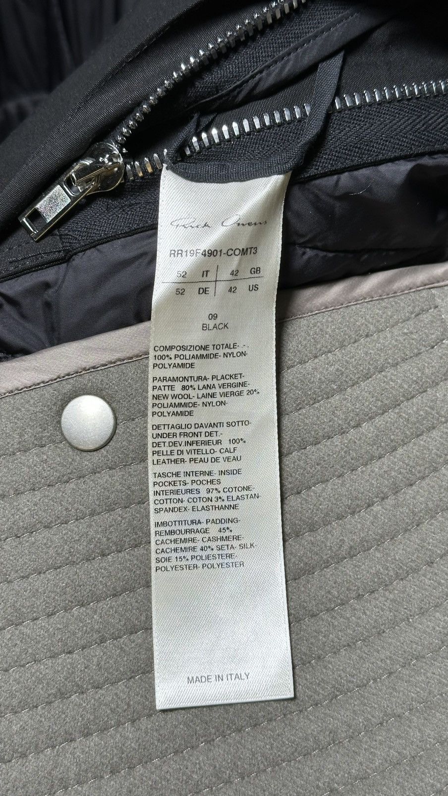 Rick Owens Rick Owens FW19 LARRY Quilted Coat liner Size 52 Size US L / EU 52-54 / 3 - 8 Thumbnail