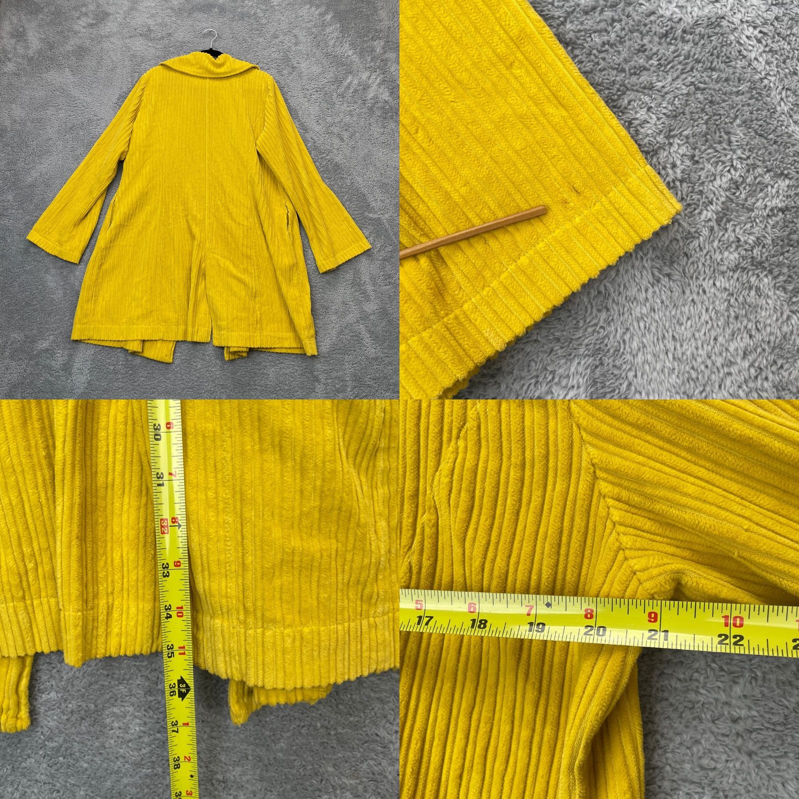 Doublet Bryn Walker Coat Womens Yellow Corduroy Large Double Breasted Long Jacket Ribbed Coat Womens L Yellow Corduroy Size L / US 10 / IT 46 - 8 Thumbnail