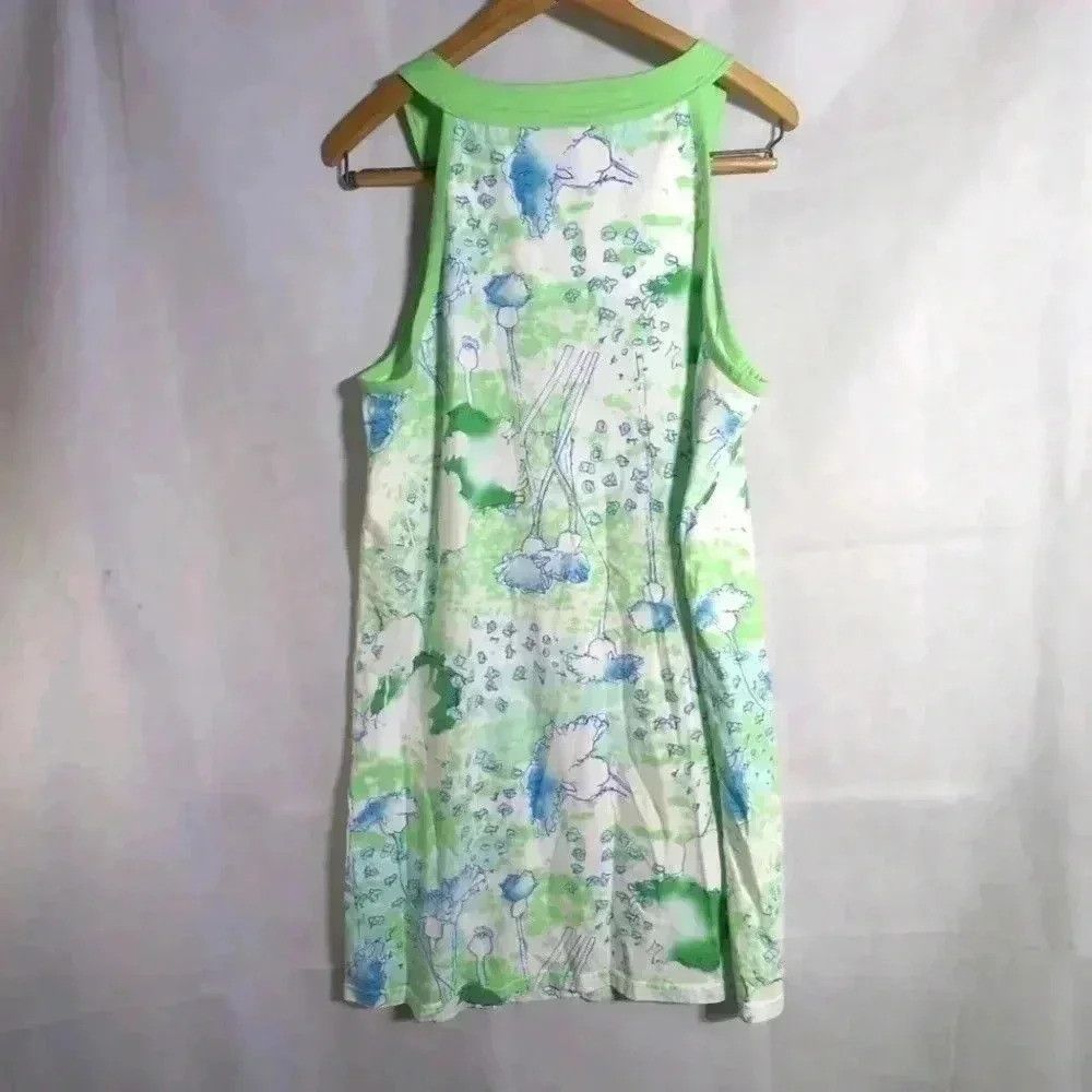 Designer Vintage Green and White Floral knit dress Pink K brand sz L Size L / US 10 / IT 46 - 2 Thumbnail