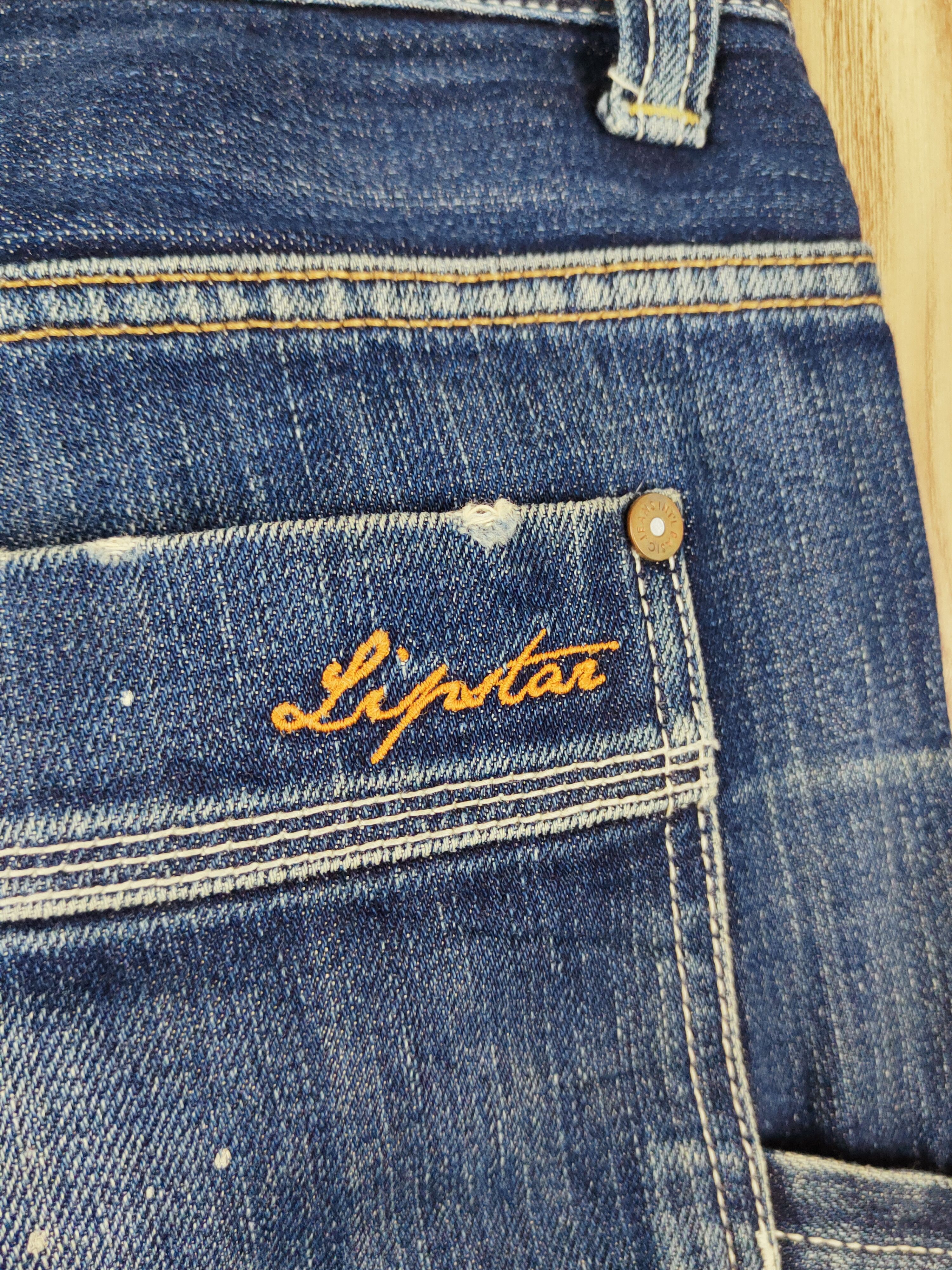 Japanese Brand Lip Star Dark Blue Distressed Ripped Jeans #W222 Size 31" - 11 Thumbnail