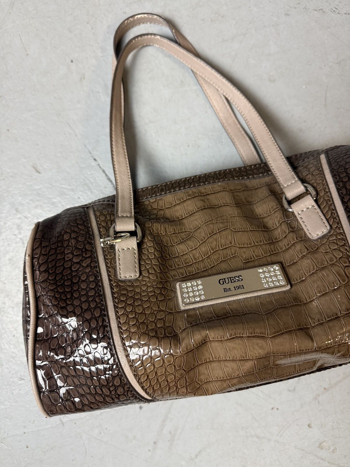Guess Vintage Guess Brown Crocodile Optic Handbag Size ONE SIZE - 2 Thumbnail