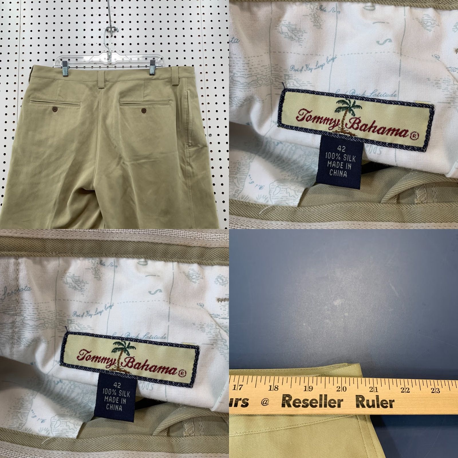Tommy Bahama Tommy Bahama 100% Silk Chino Shorts Mens Size 41 Tan Casual Golf Size US 41 - 8 Thumbnail