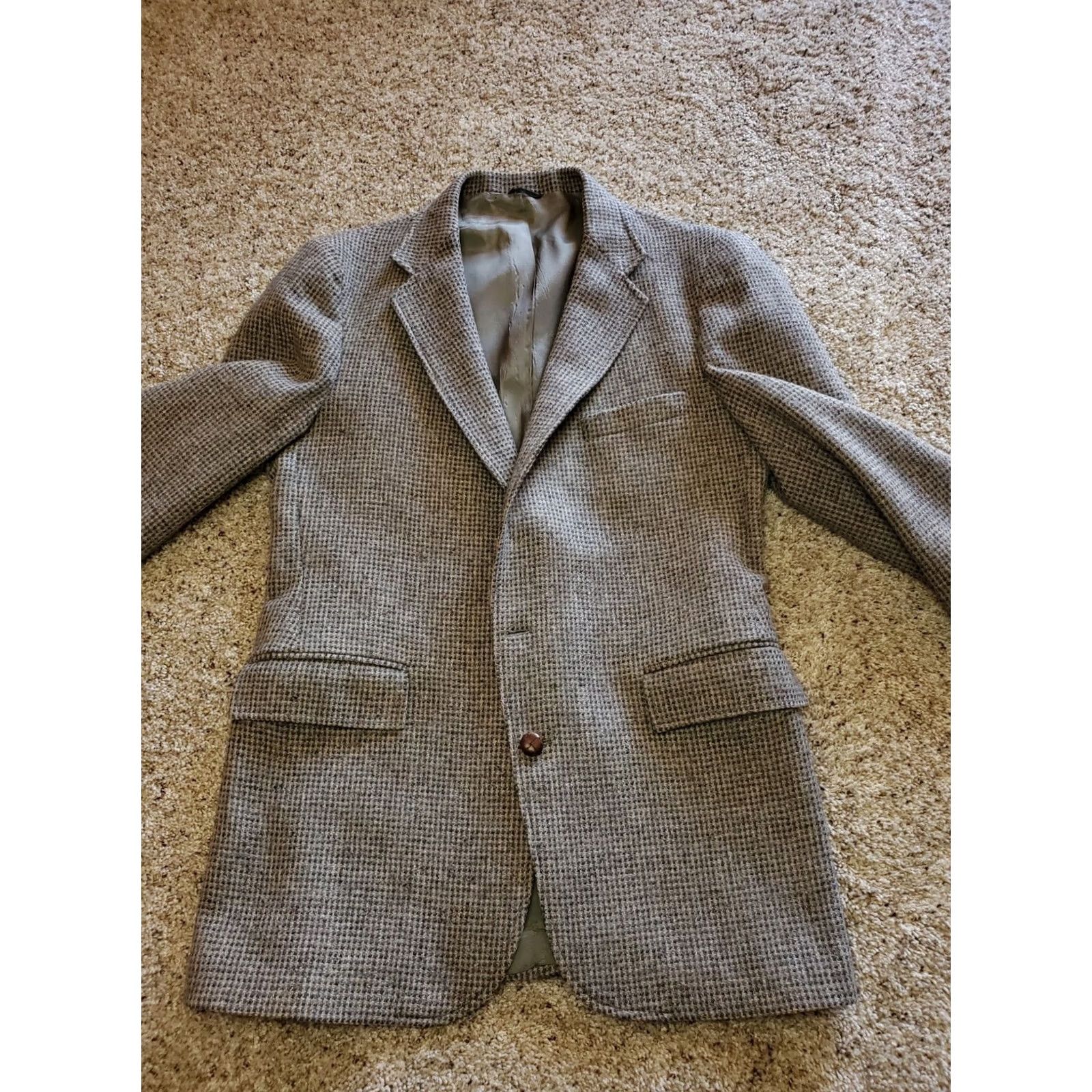 Levi's VINTAGE Levi's Blazer Jacket Wool Tweed 42 Reg Single-Breasted Notch Lapel Gray Mens 2 Piece Wool Tweed Tailored Classic 70s Size 42R - 4 Thumbnail