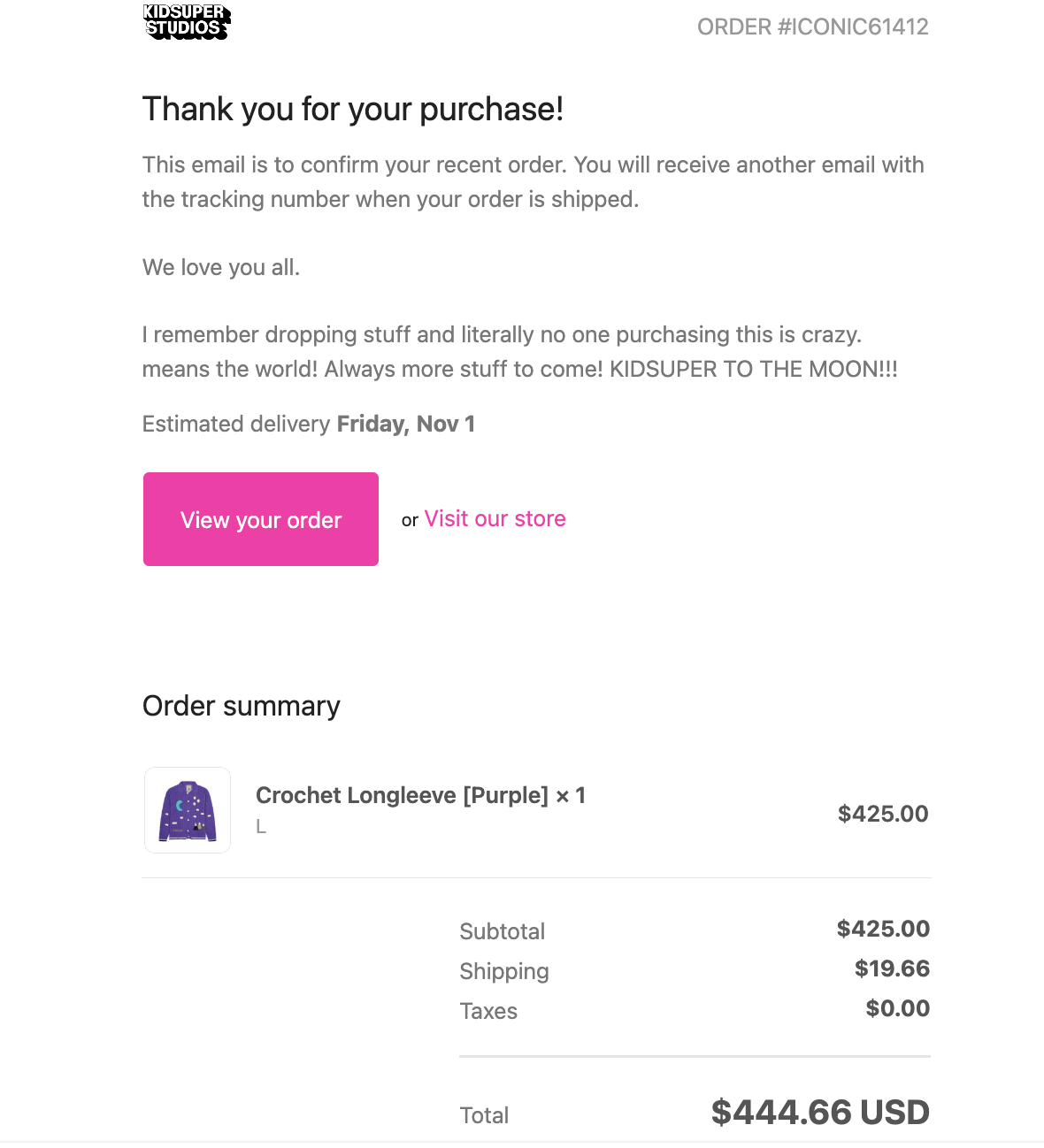 KidSuper Crochet Longleeve [Purple] Size US L / EU 52-54 / 3 - 9 Thumbnail