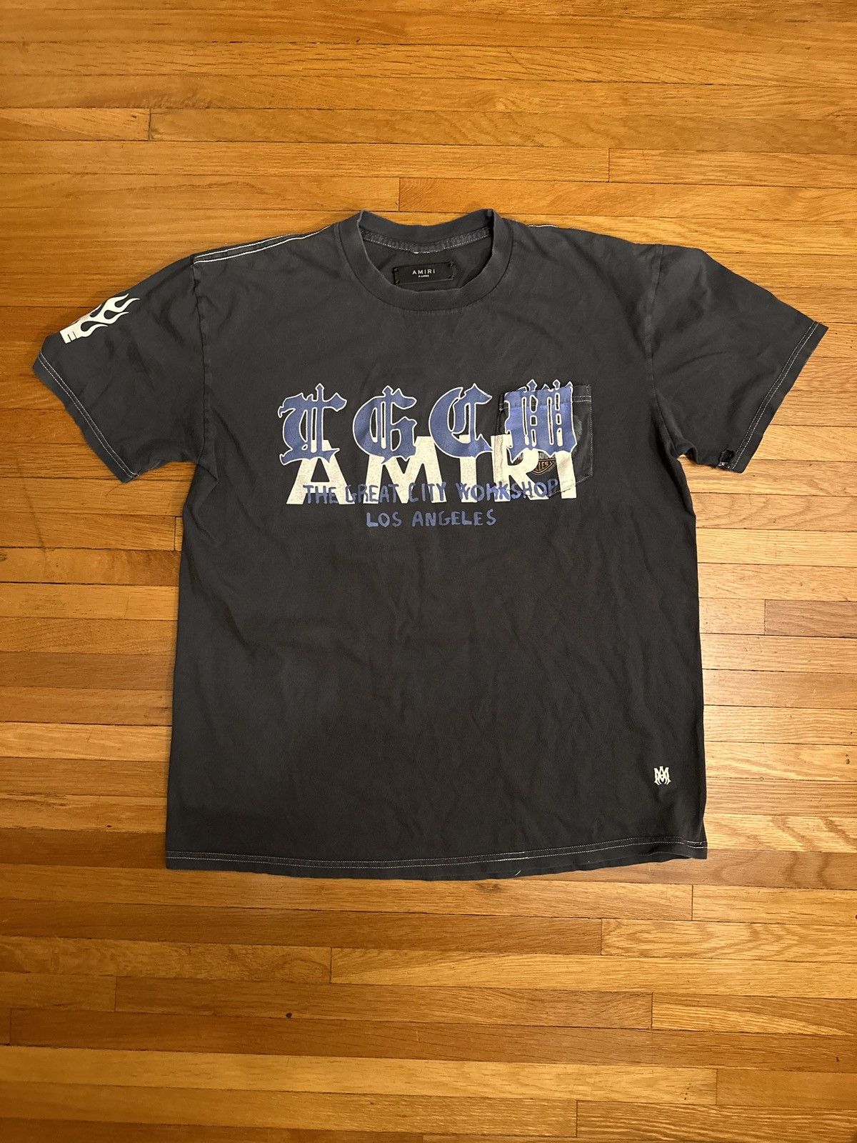 image of Amiri Tgcw Vintage Harley Davidson Tee in Black, Men's (Size XL)