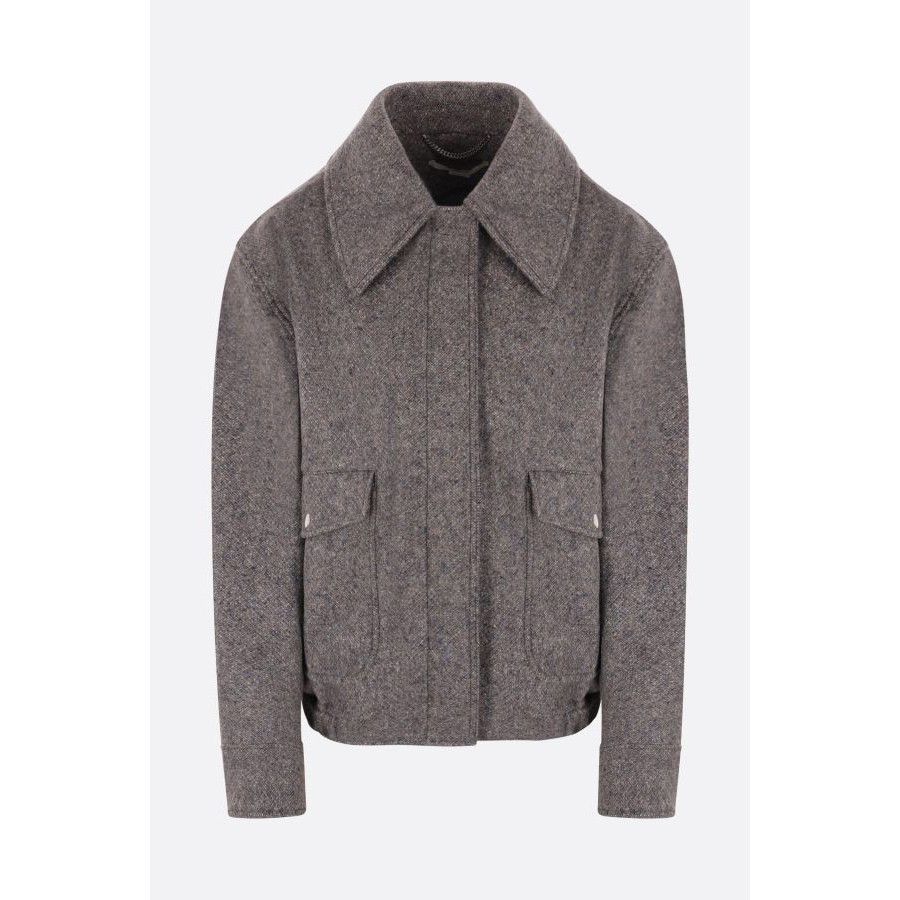 Stella McCartney STELLA MCCARTNEY Gray Wool Blend Oversize Bomber Jacket New Size M / US 6-8 / IT 42-44 - 2 Thumbnail