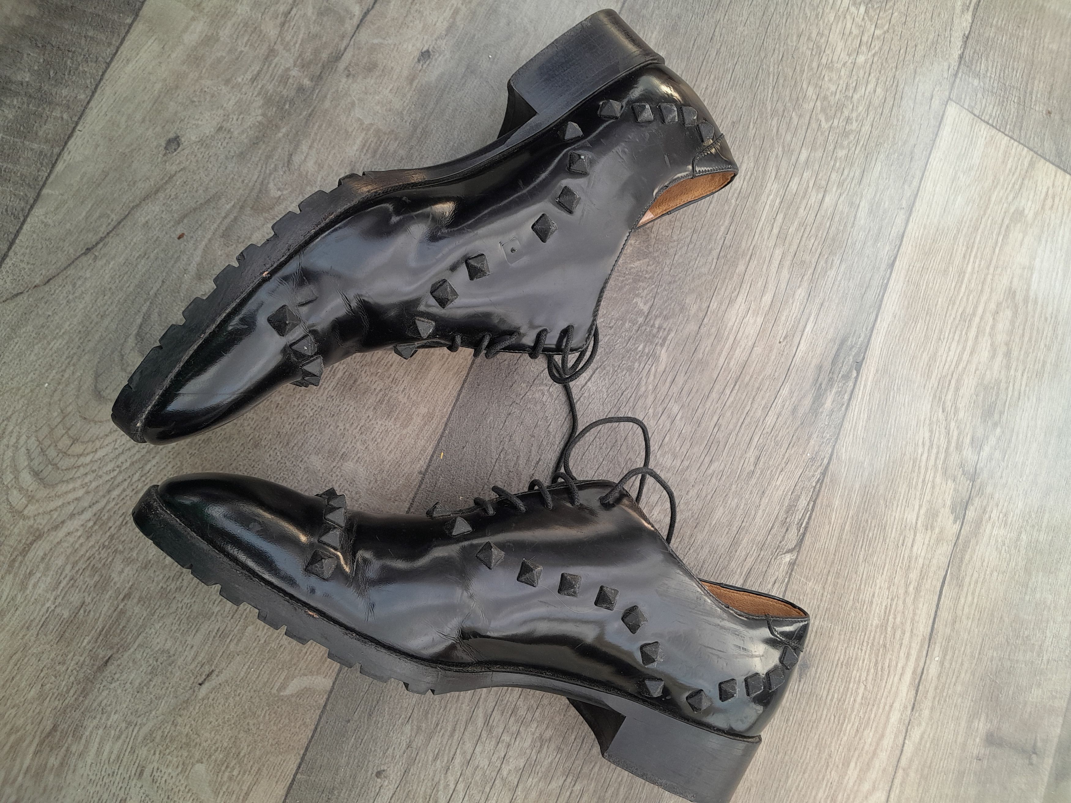 Valentino Valentino Garavani Black Leather Rockstud Lace Up Oxfords Size US 9.5 / IT 39.5 - 4 Thumbnail