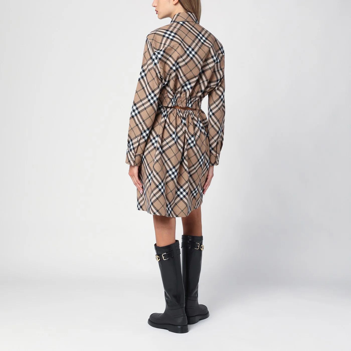 Burberry o1d2blof0426 Check Wool Blend Chemise Dress in Multicolor Size XS / US 0-2 / IT 36-38 - 3 Thumbnail