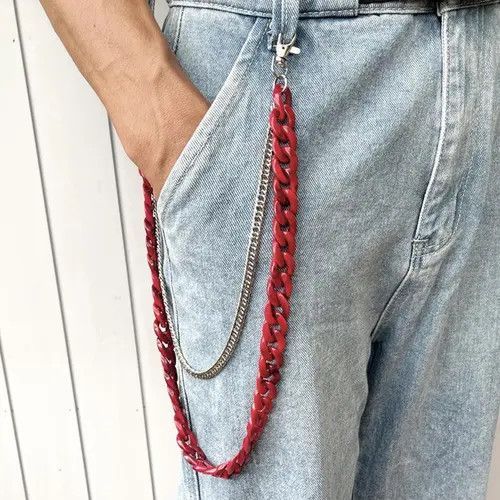 Jewelry Double layer Red Cuban Wallet Chain, Pants Chain Size ONE SIZE - 1 Thumbnail