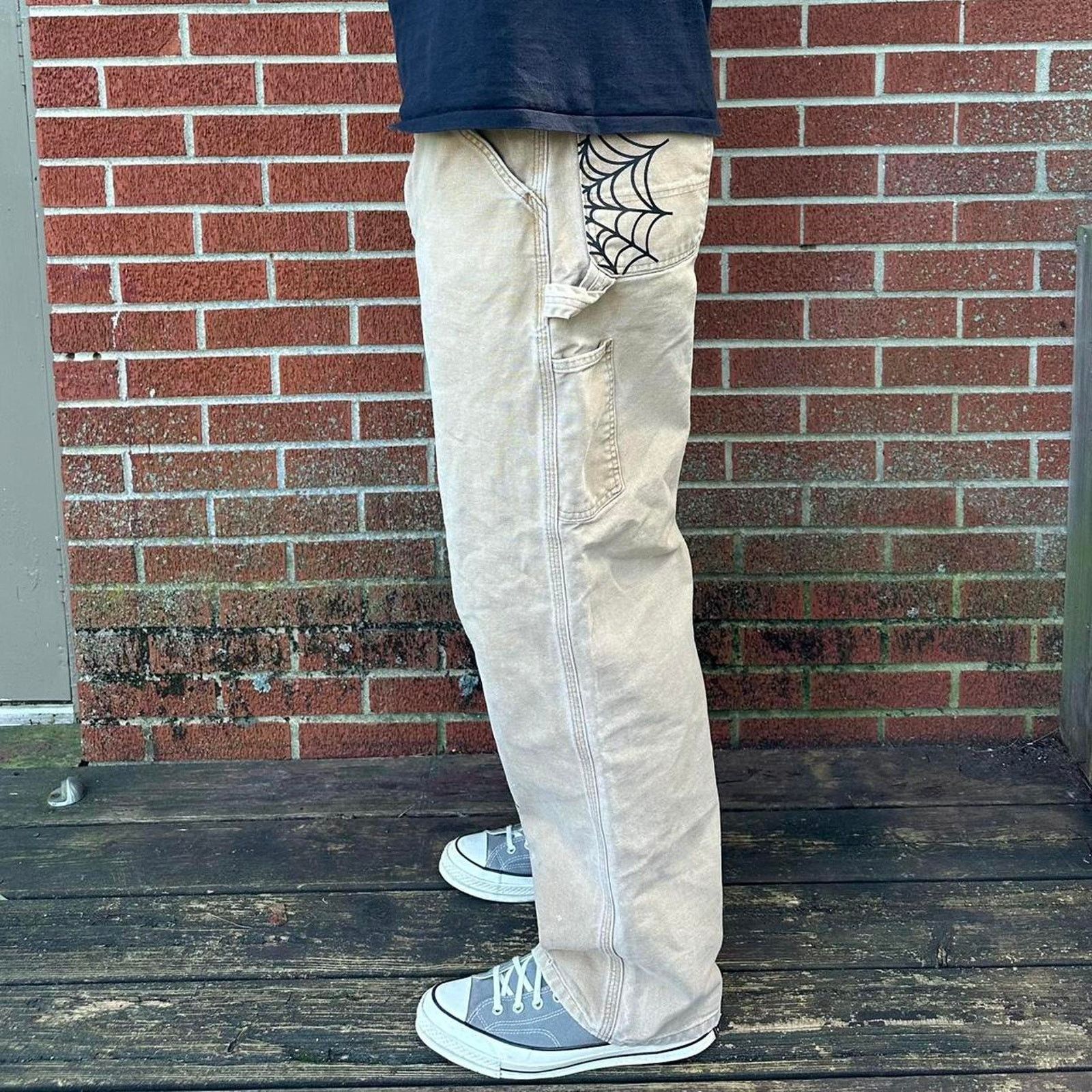 Carhartt Carhartt dungaree distressed pants with spider web details Size US 38 / EU 54 - 4 Thumbnail