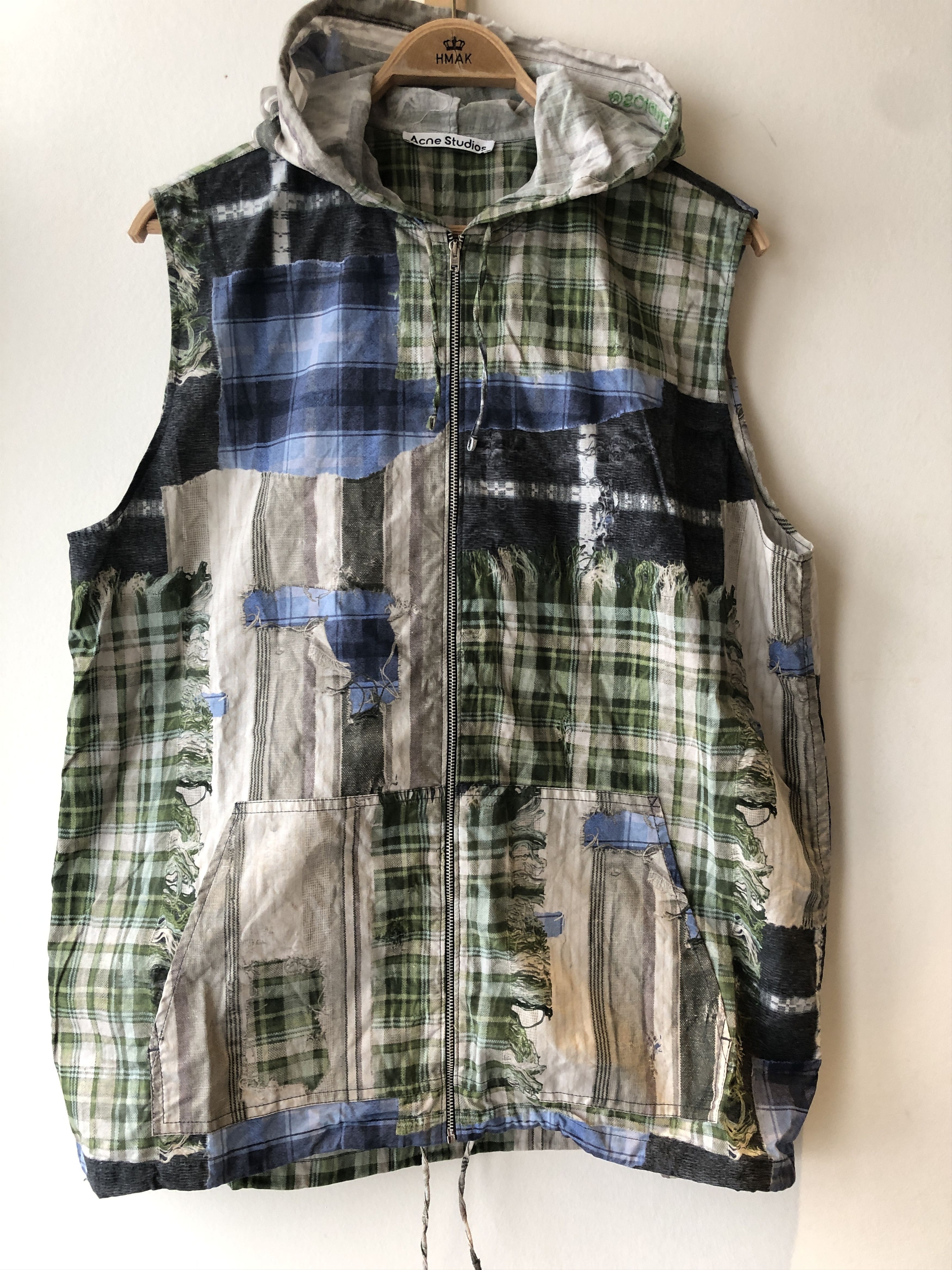 Acne Studios NWOT $500 - 46/S - Green Print Hooded Vest - Trompe L'oeil Size US S / EU 44-46 / 1 - 4 Thumbnail