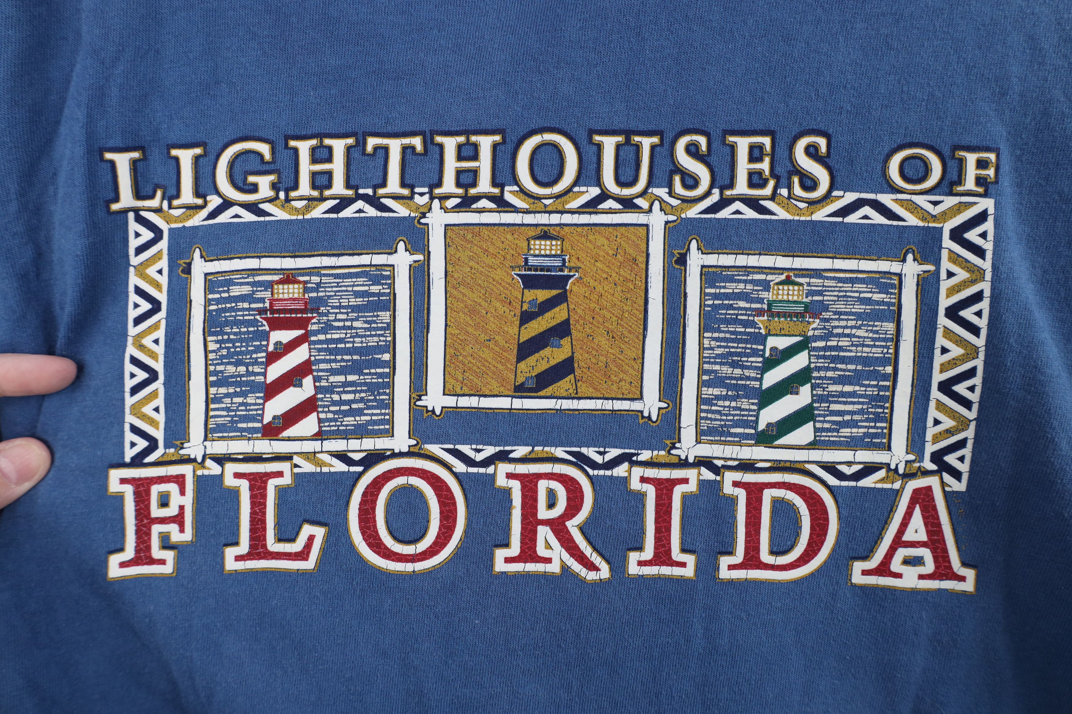 Vintage Vintage 90s Lighthouses of Florida Short Sleeve T-Shirt Blue Size US XL / EU 56 / 4 - 4 Thumbnail