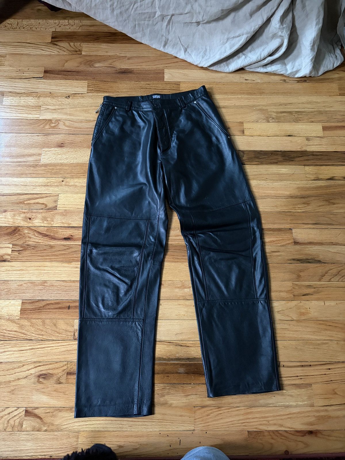 Versace Versace Leather Double Knee Pants Size US 32 / EU 48 - 2 Thumbnail