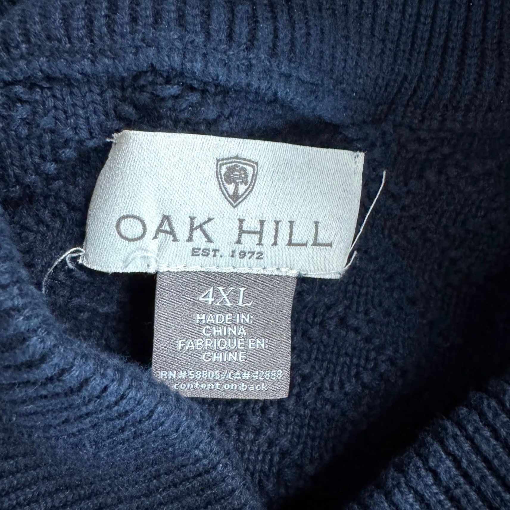 Vintage Oak Hill Shawl Collar Textured Knit Navy Blue 4XL Pullover Sweater Thick Button Mens Size US XXL / EU 58 / 5 - 3 Thumbnail