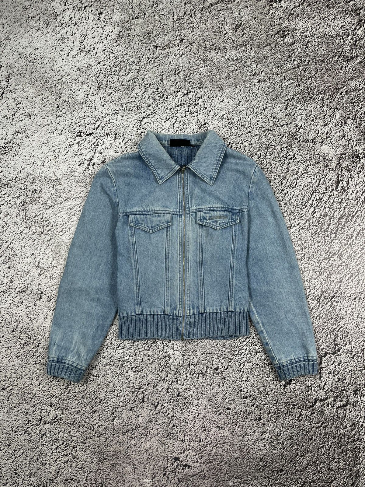 Japanese Brand Denim Knit Zip Up Jacket like Moto old jeans trending faded Size M / US 6-8 / IT 42-44 - 1 Thumbnail