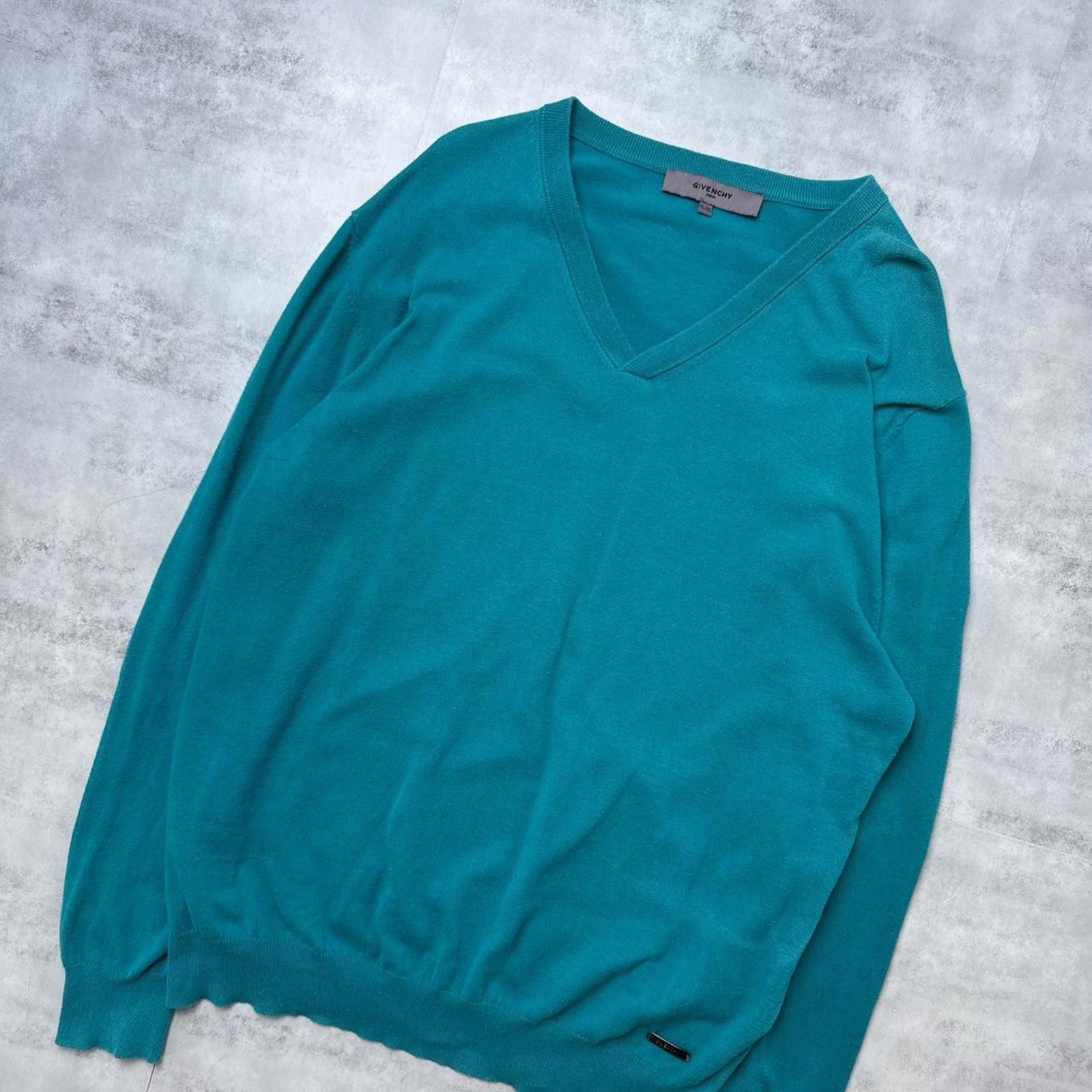 Givenchy Y2K Givenchy 00s Blue V-neck knit sweater Size US XL / EU 56 / 4 - 3 Thumbnail