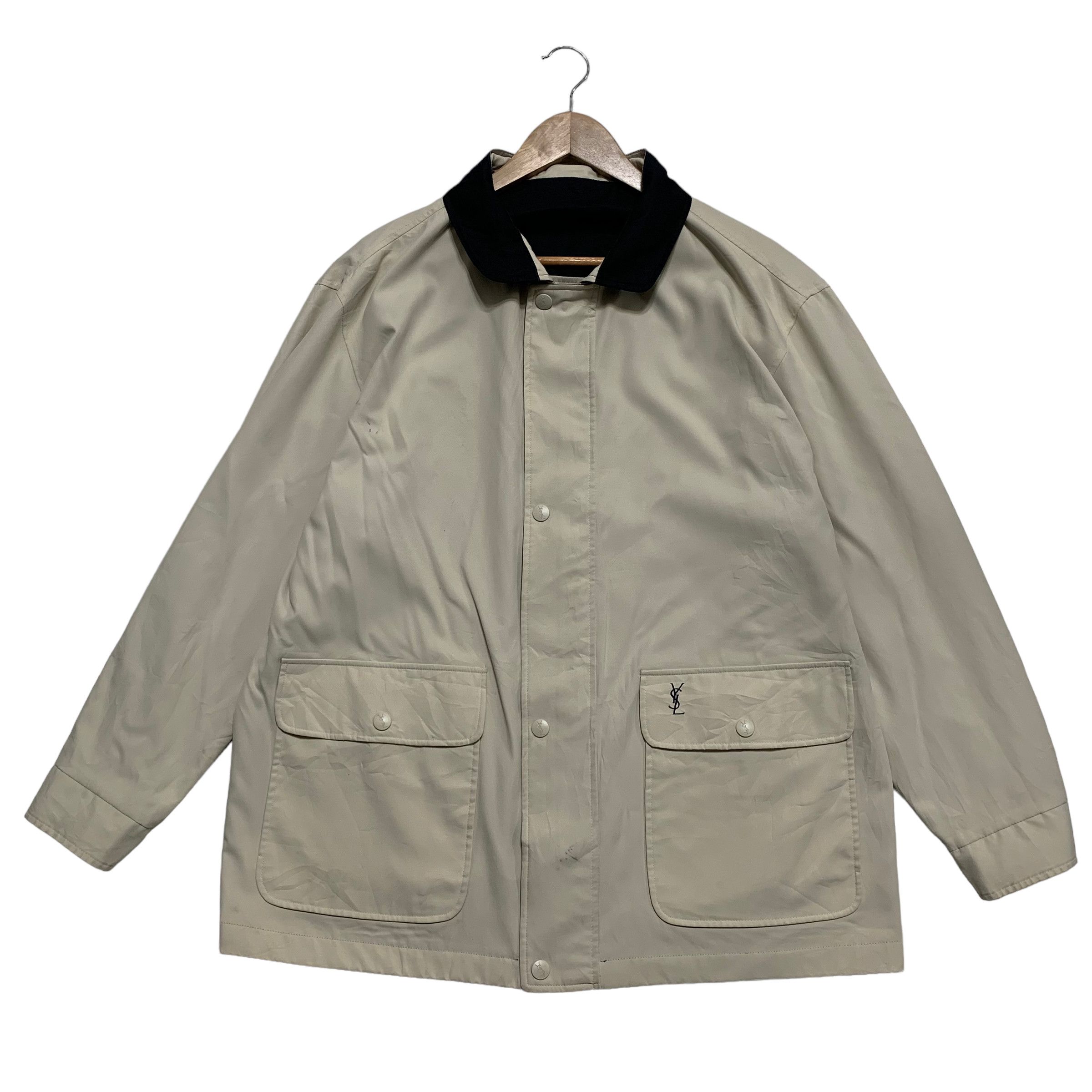image of YVES Saint Laurent Reversible Jacket in Blue/Cream, Men's (Size Large)