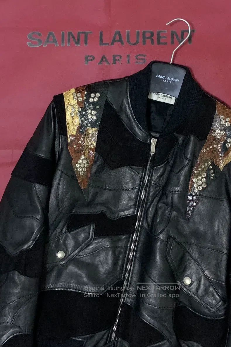 Saint Laurent Paris Saint Laurent Paris Python Skin Studded Vintage Pilot Leat Size US M / EU 48-50 / 2 - 8 Thumbnail