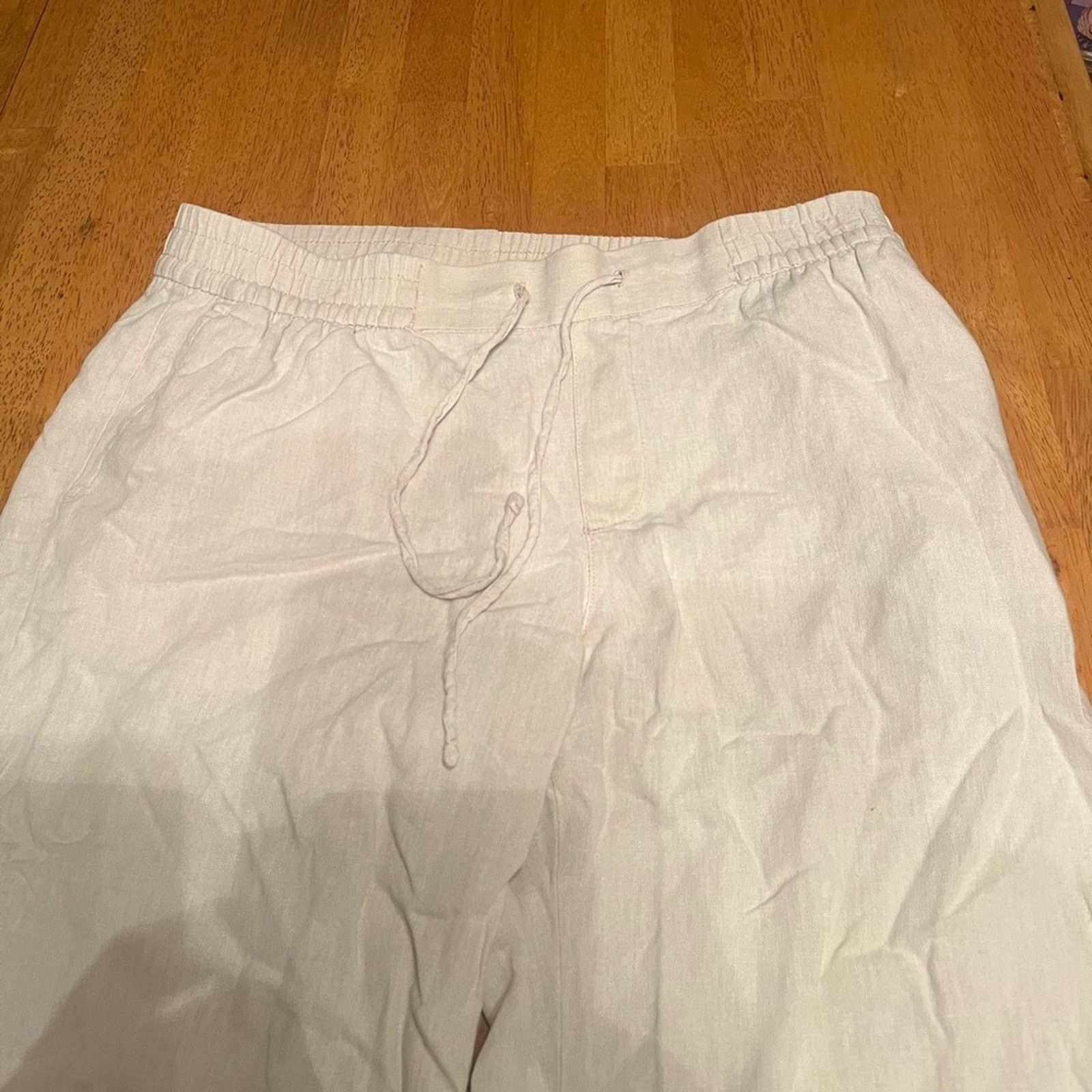 The Unbranded Brand Chic Cream Wide Leg Elastic Waist Women's Pants, size Medium Size 32" / US 10 / IT 46 - 3 Thumbnail