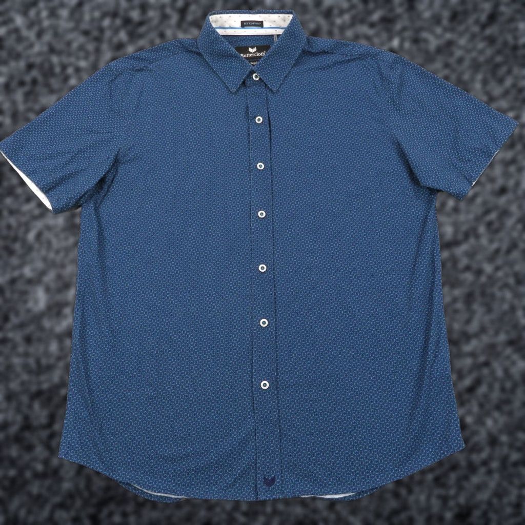 Buttero VINTAGE Buttercloth Shirt XL Mens Icy Cotton Blue Short Sleeve Button Up Butter Cloth Size US XL / EU 56 / 4 - 1 Thumbnail