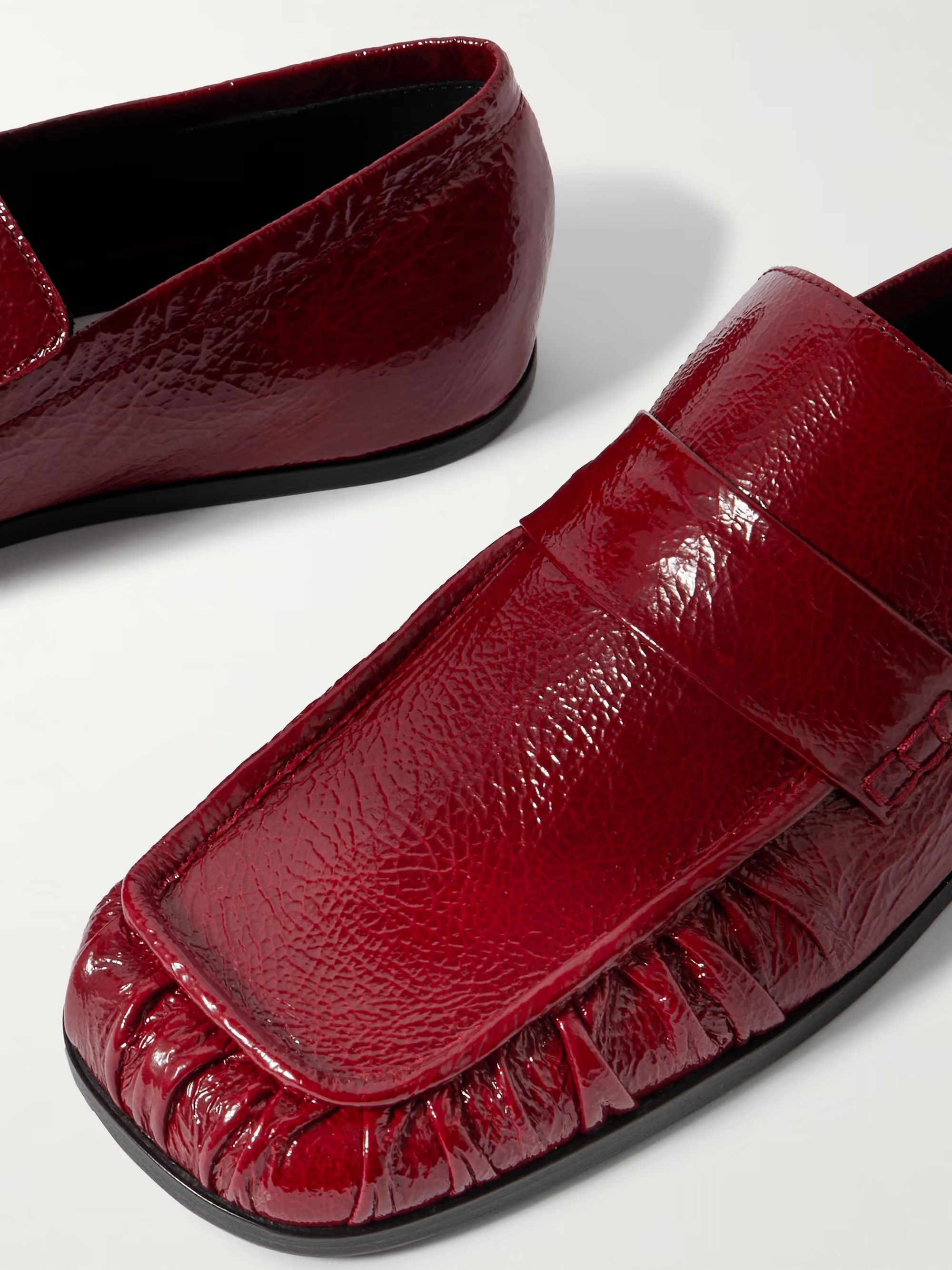 Jil Sander o1loc1c0426 Crinkled Glossed Leather Loafers in Red Size US 9 / IT 39 - 4 Thumbnail