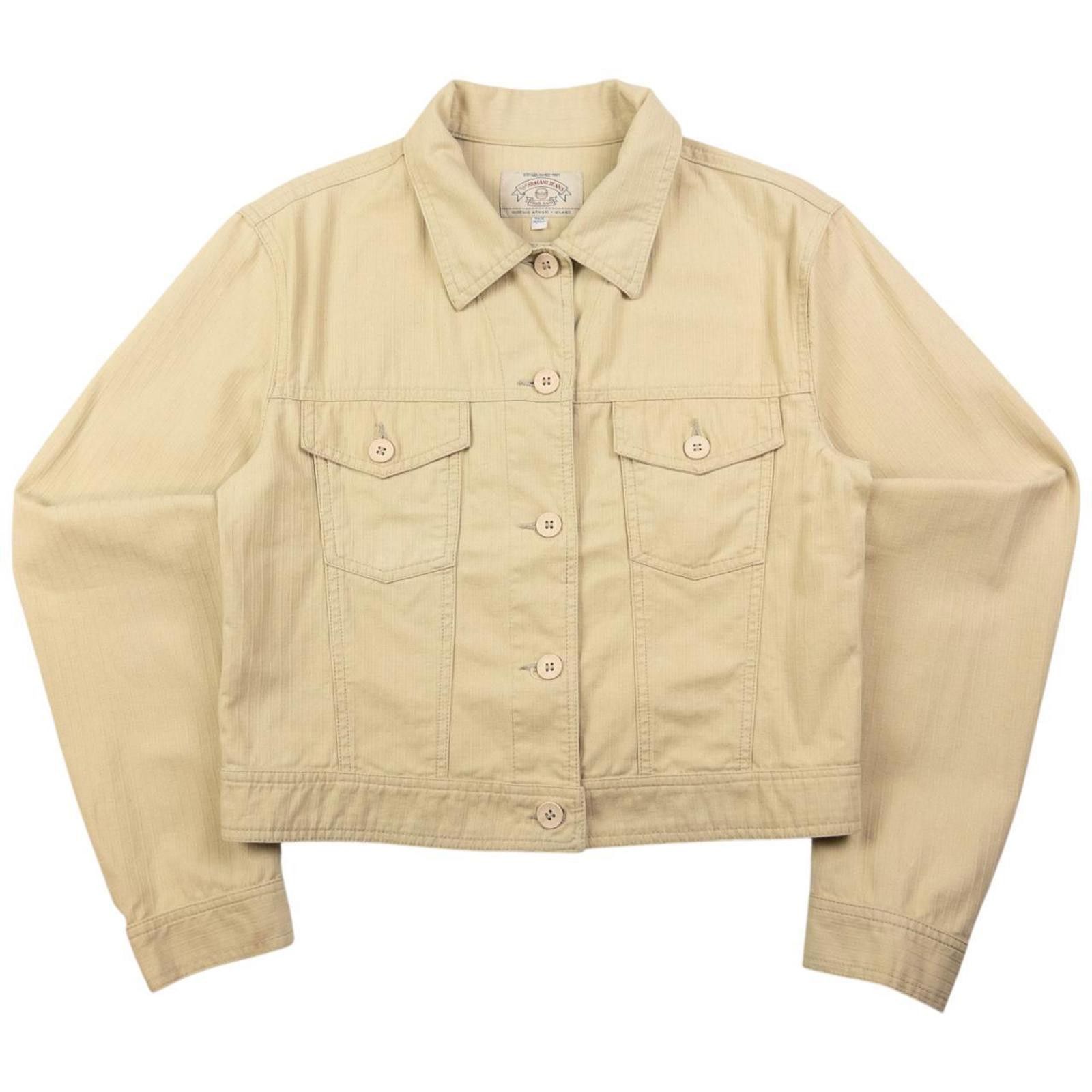 Designer Vintage Armani Jeans Cropped Button Up Jacket Womens Size S Size ONE SIZE - 1 Thumbnail